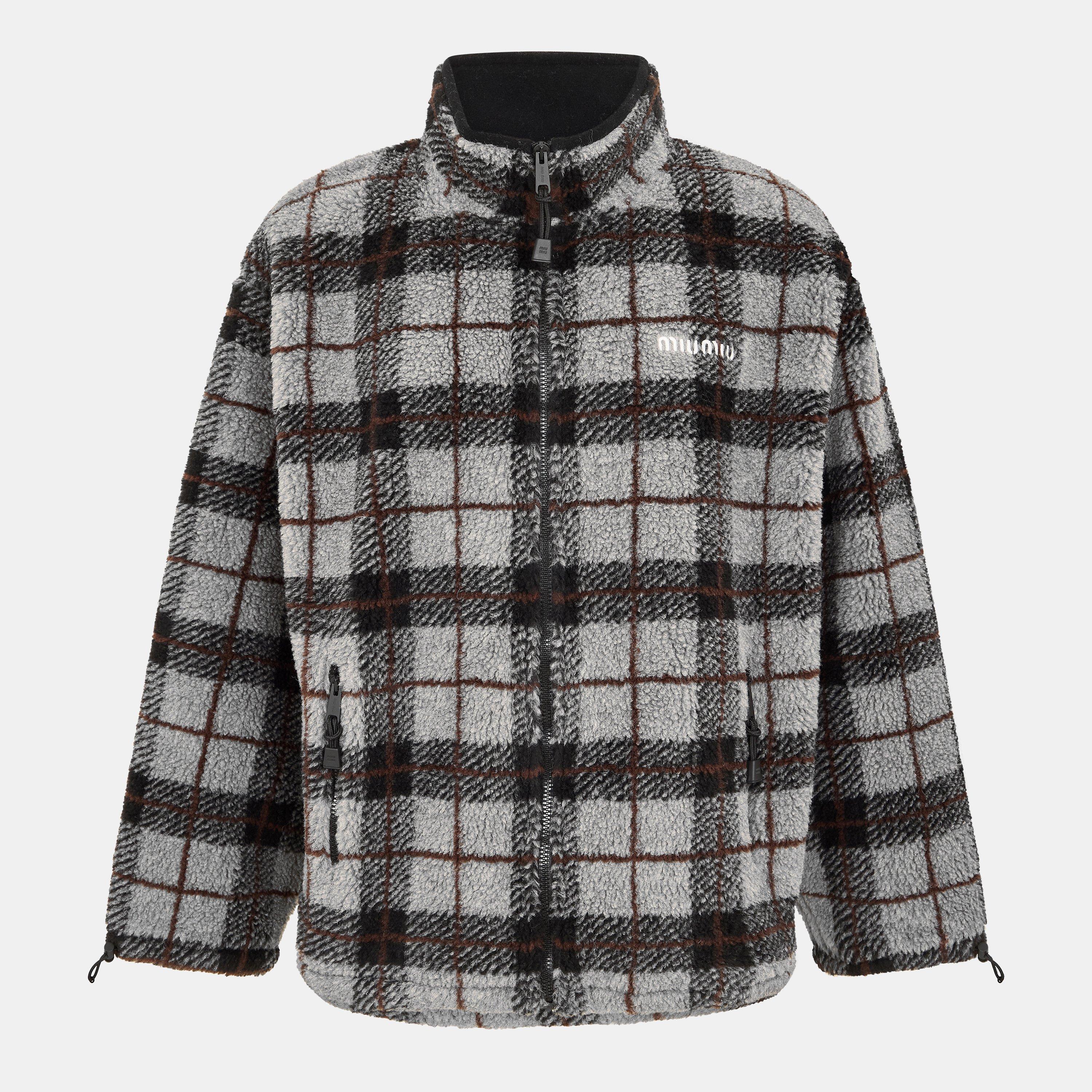 Grigio Nero - Miu Miu - Men's Teddy Check Sherpa Jacket - 1