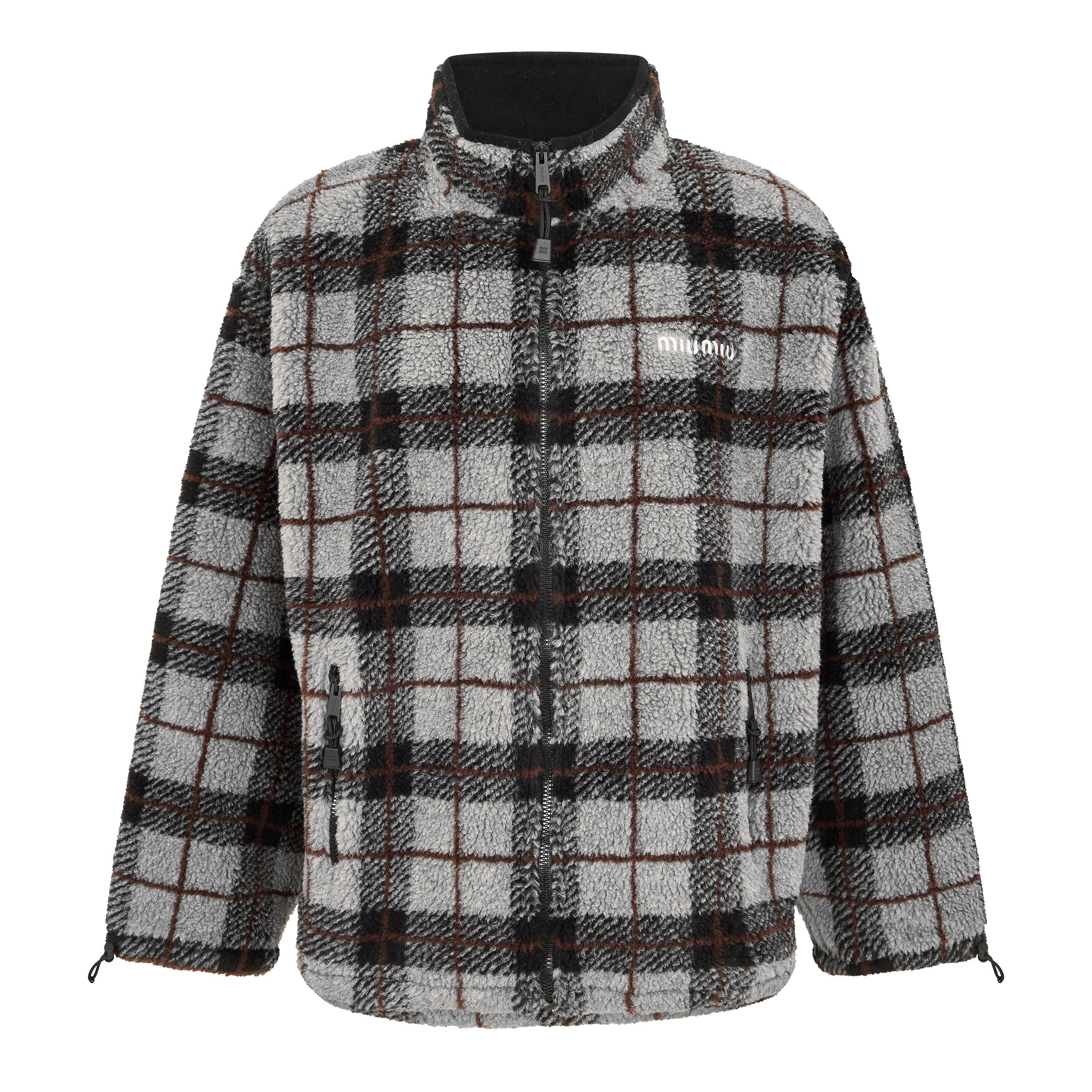 Miu Miu Men's Teddy Check Sherpa Jacket - Grigio Nero - X Large