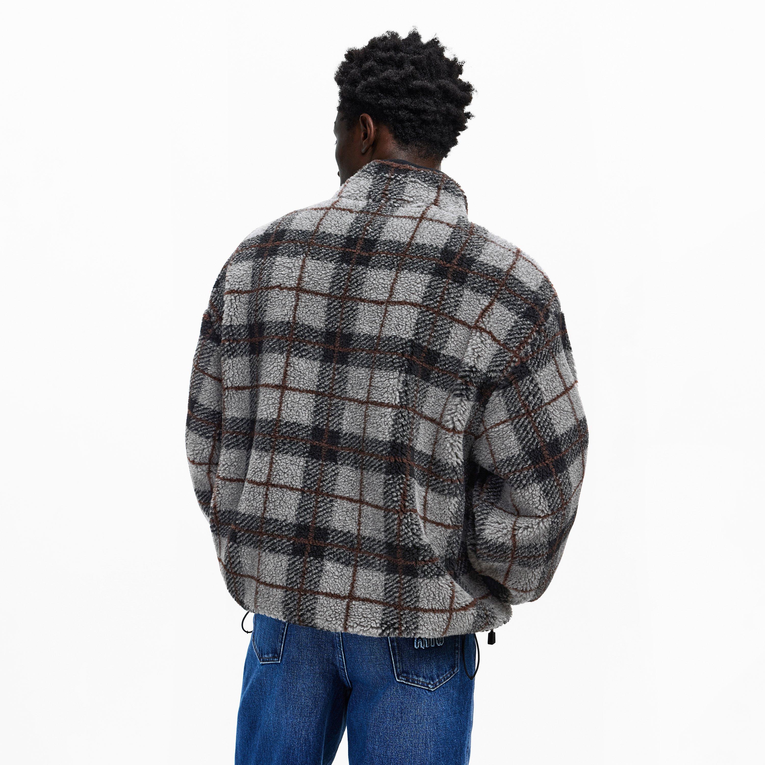 Grigio Nero - Miu Miu - Men's Teddy Check Sherpa Jacket - 4