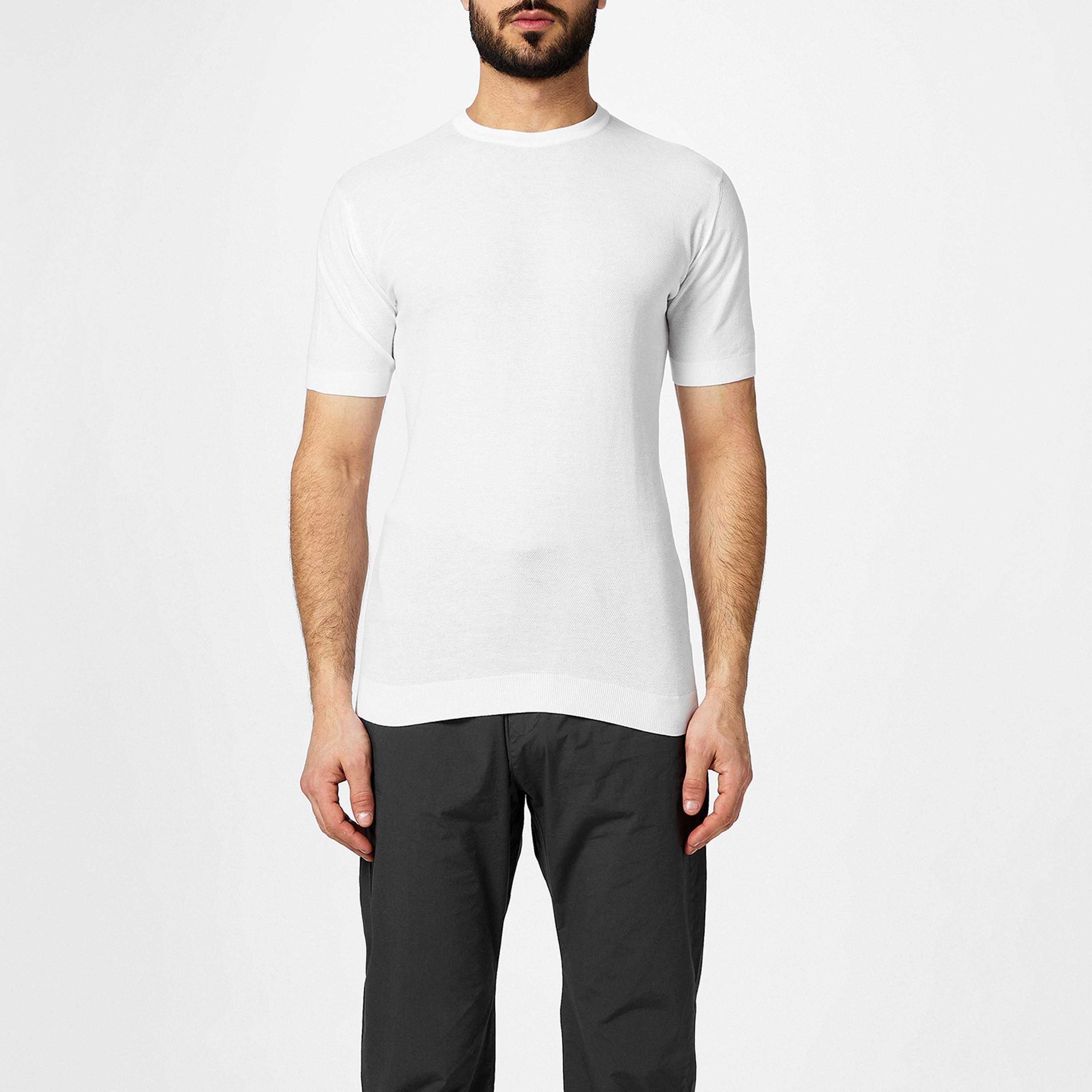 Tシャツ・カットソー JOHN SMEDLEY Men T Shirts ISISSSWHITE White Tindall - John Smedley's Sea Island Cotton T-Shirt | John