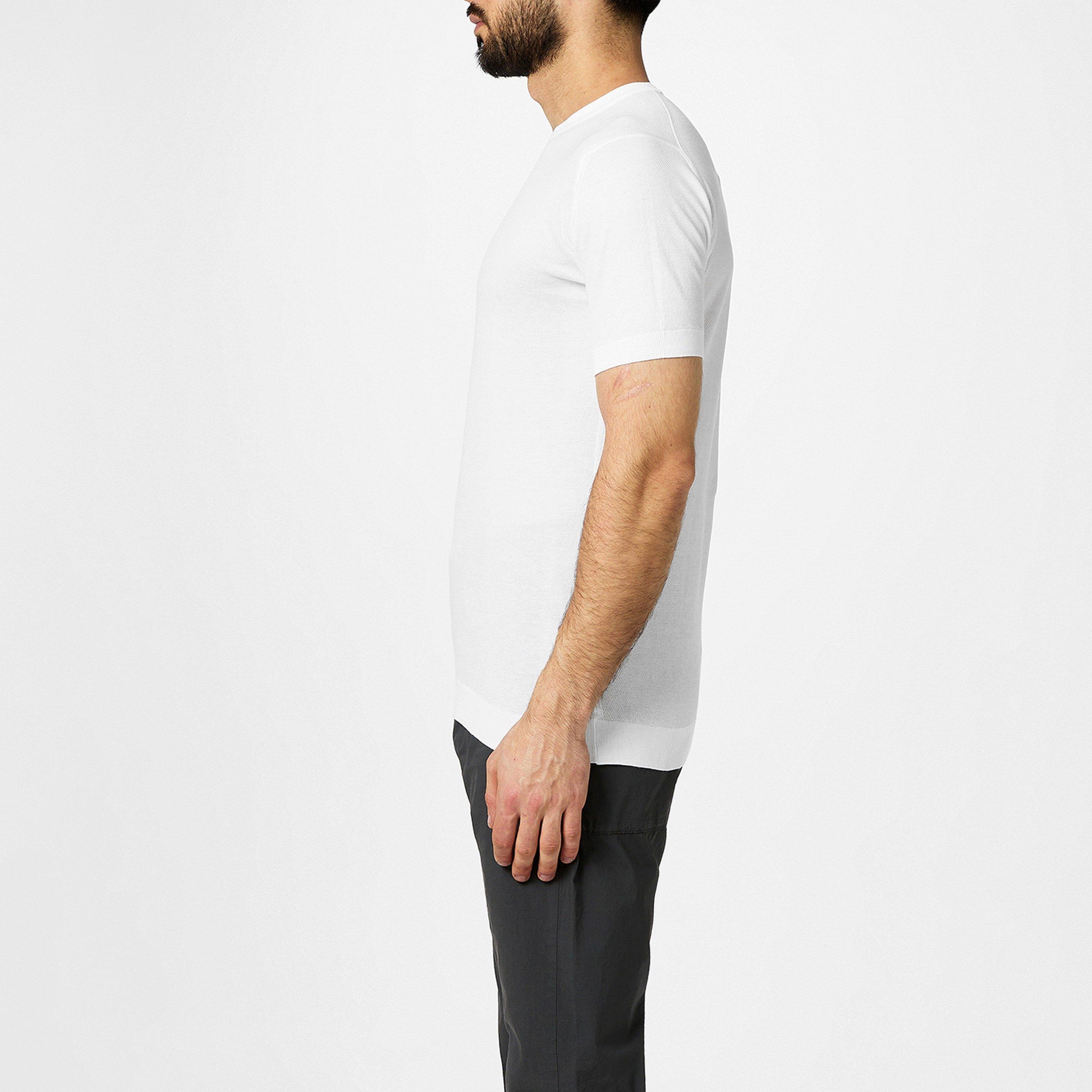 Tシャツ・カットソー JOHN SMEDLEY Men T Shirts ISISSSWHITE White John Smedley Men's Allan Stripe T-Shirt in Palm/White John