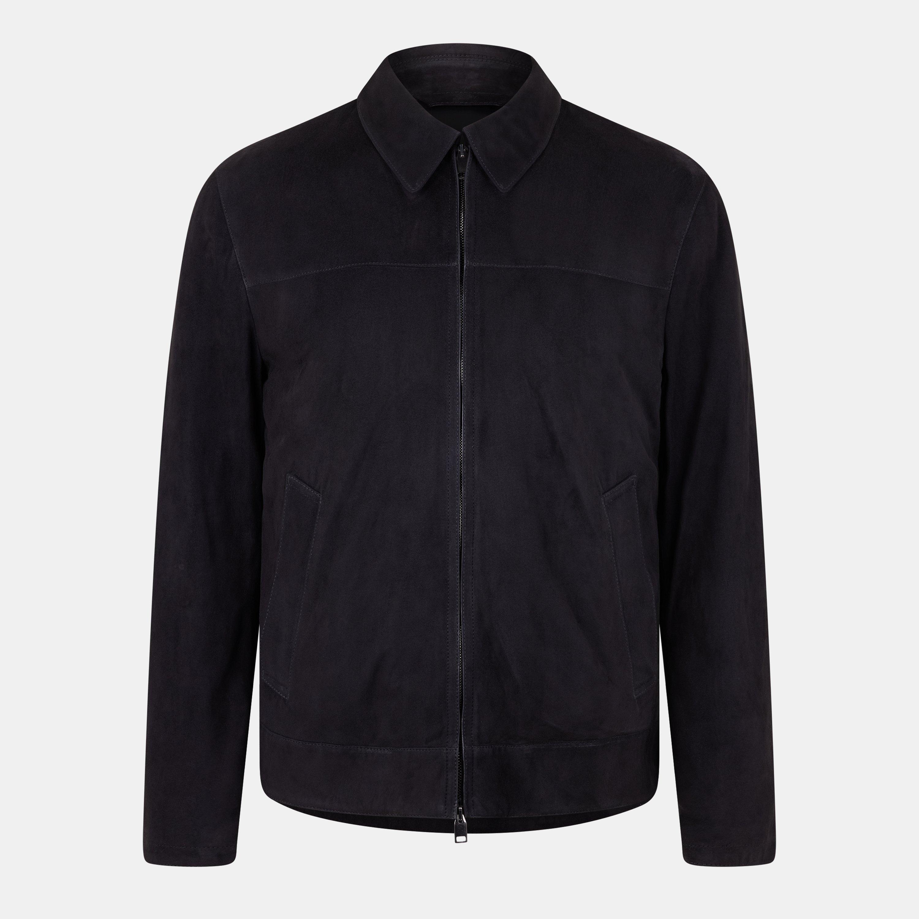 Black - Brioni - Men's Suede Long Sleeve Slim Fit Leather Jacket - 1