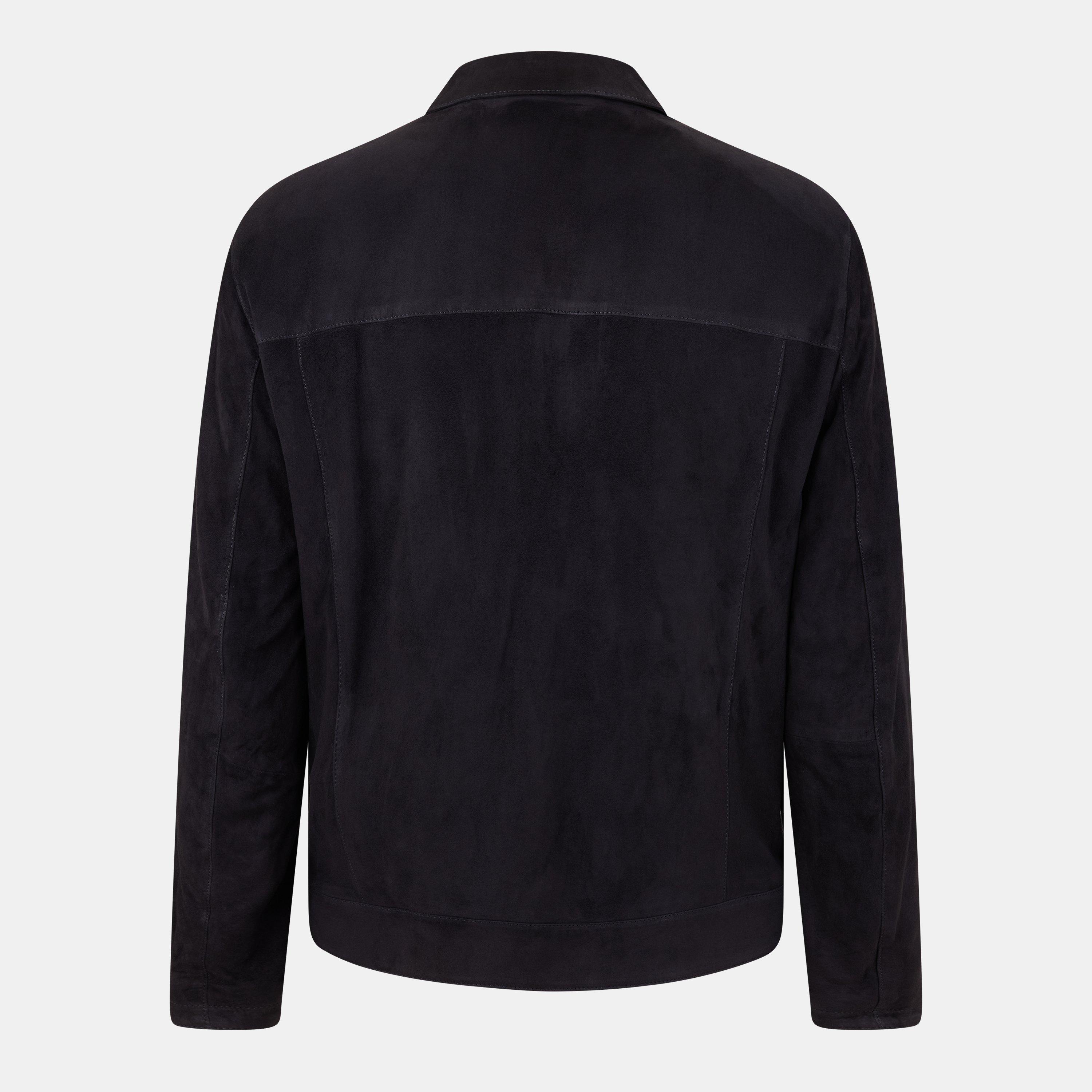 Black - Brioni - Men's  Suede Long Sleeve Slim Fit Leather Jacket - 2