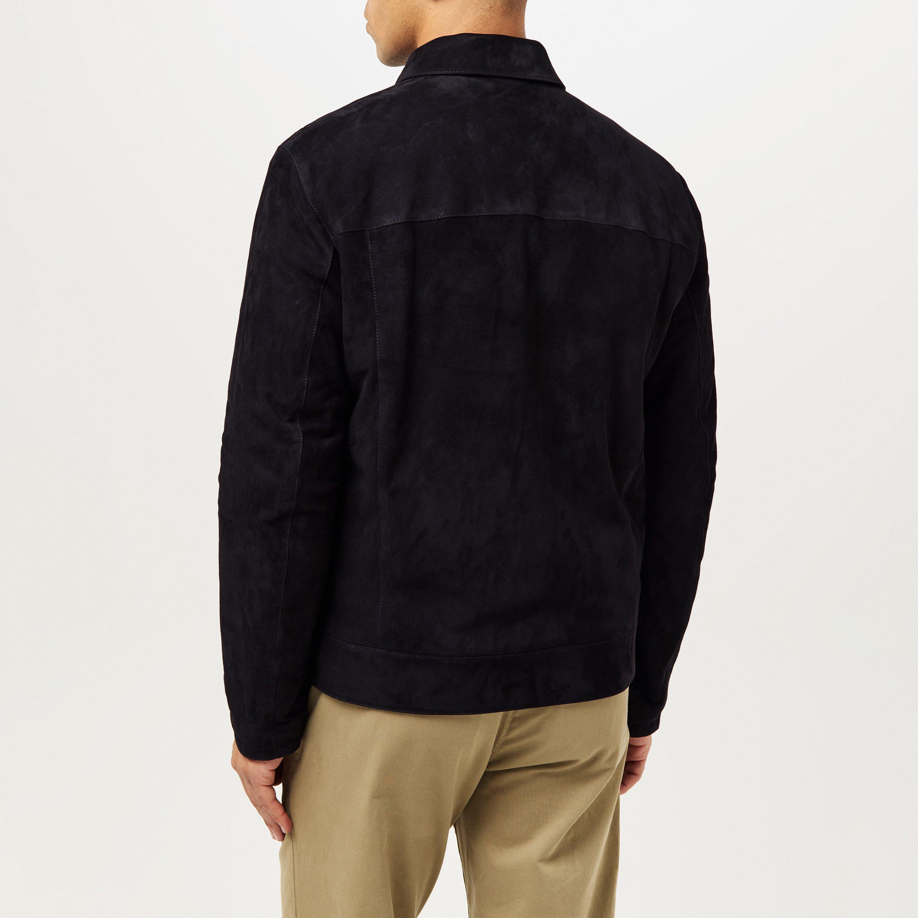 Black - Brioni - Men's  Suede Long Sleeve Slim Fit Leather Jacket - 4