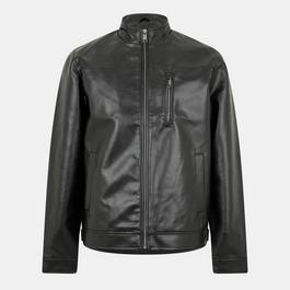 Threadbare TB Leather Biker Jacket Mens