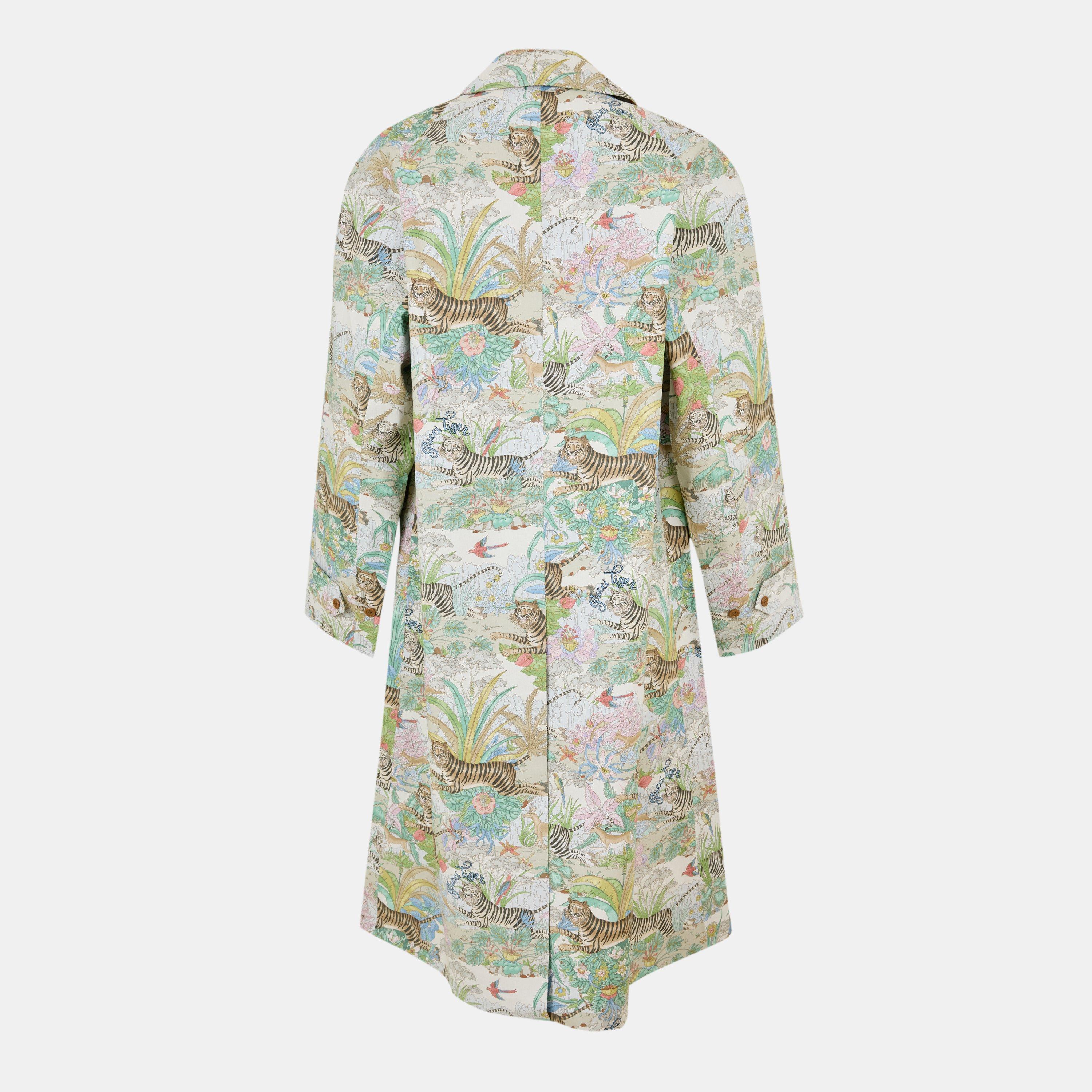 Ivory/Green/Mc - Gucci - Men's Tiger Waterproof Trench Coat - 2