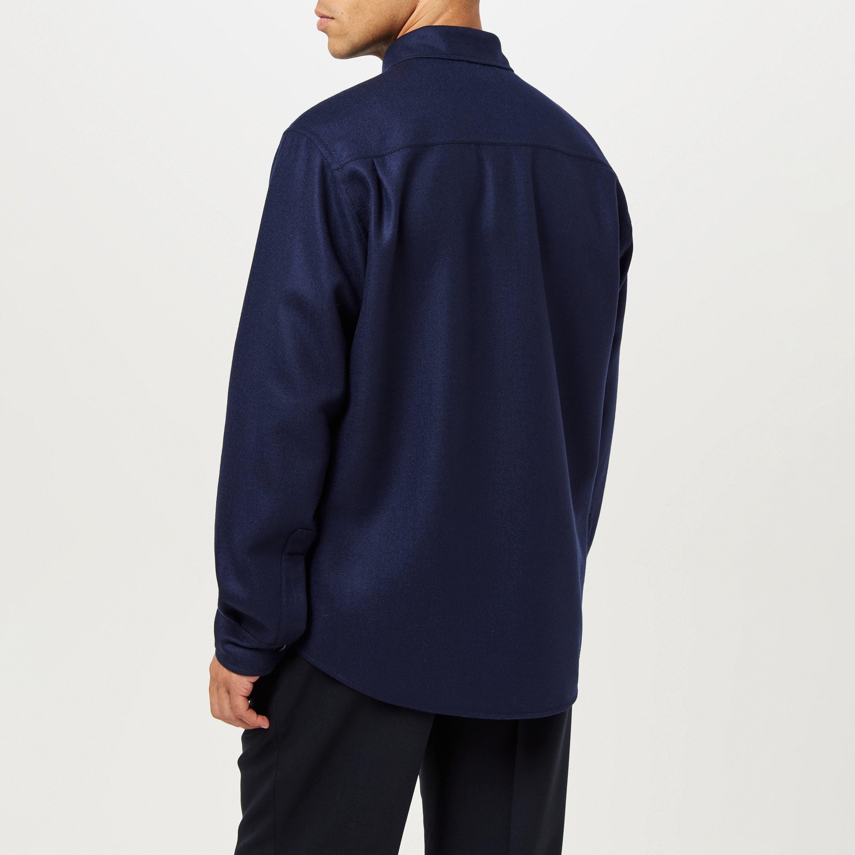 Navy - Brioni - Men's Mother-of-Pearl Button Natural Stretch Overshirt - 4