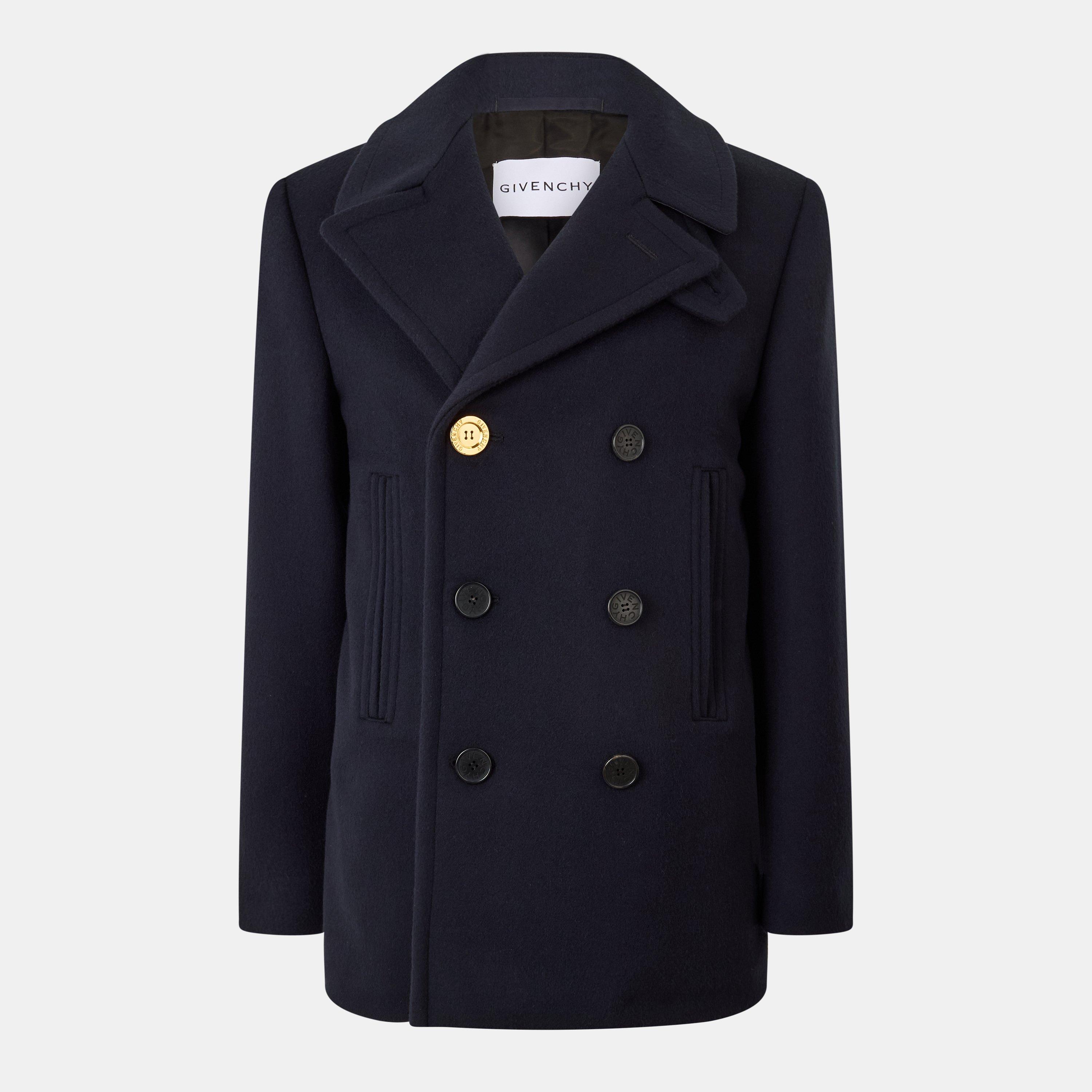 GIVENCHY Men's Double-Breasted Peacoat - Navy - Size L (50)