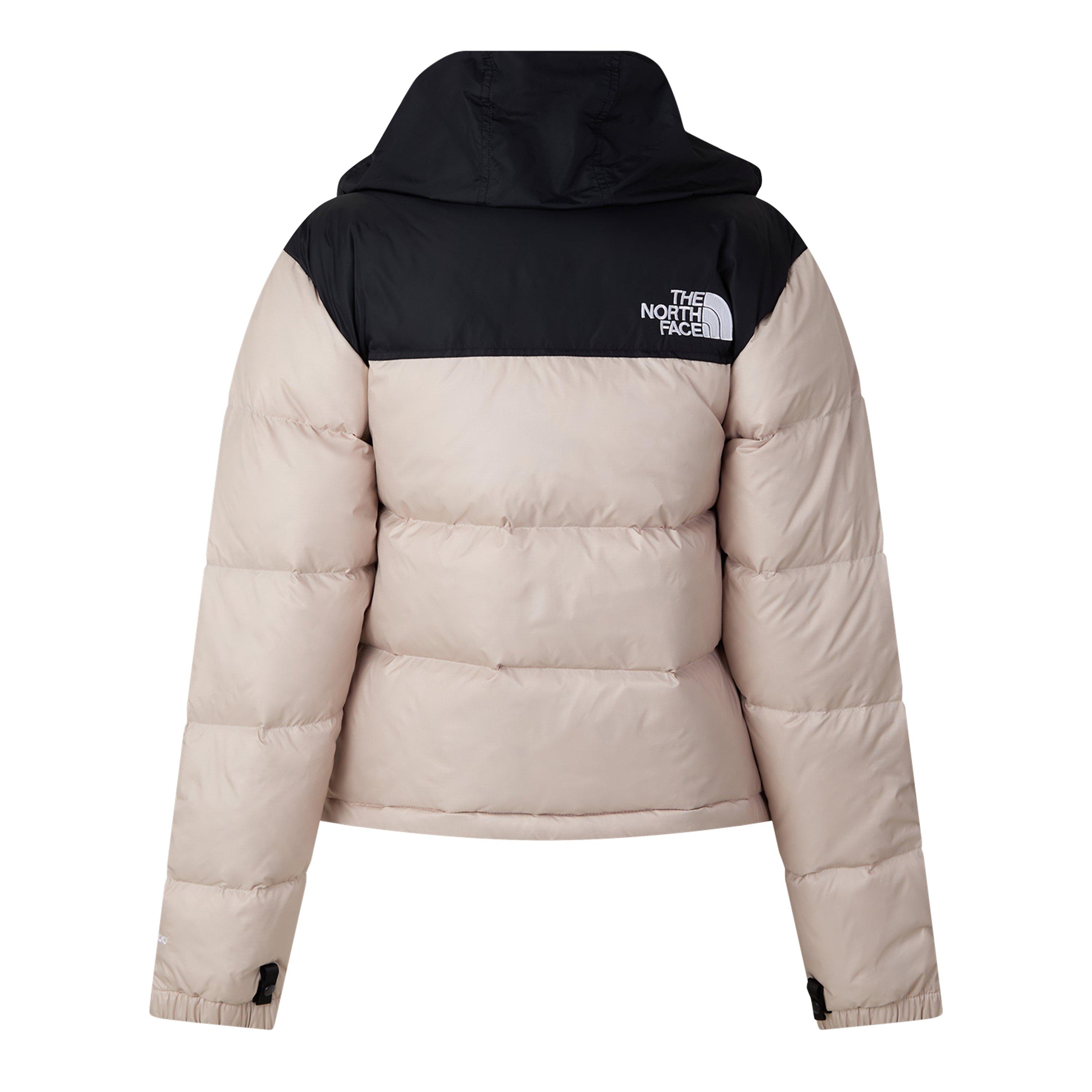 Taupe/Black - The North Face - Womens 1996 Retro Nuptse Water Resistant Goose Down Short Puffer Jacket - 2
