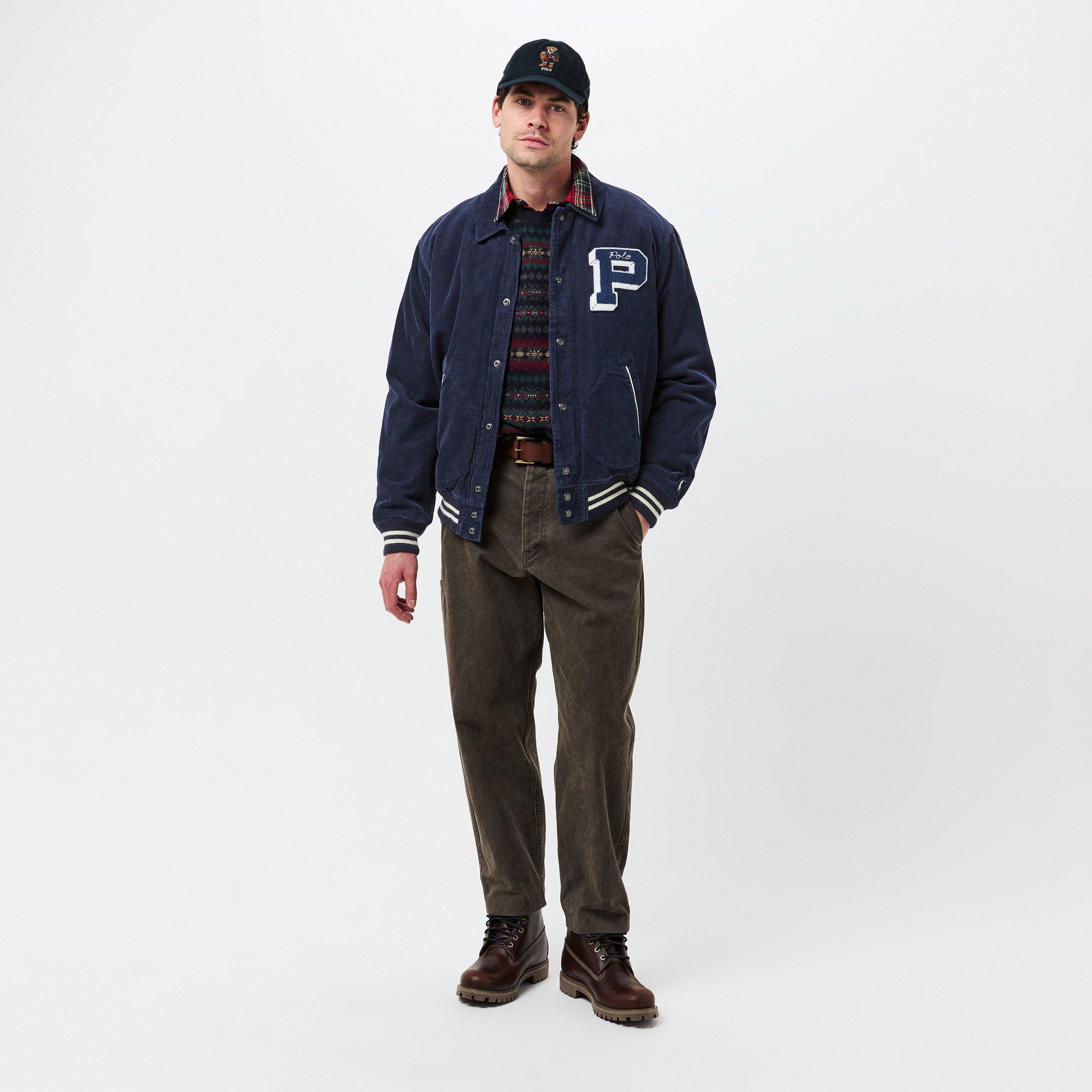 Aviator Navy - Polo Ralph Lauren - Men's Letterman Ribbed Collar Varsity Jacket - 6