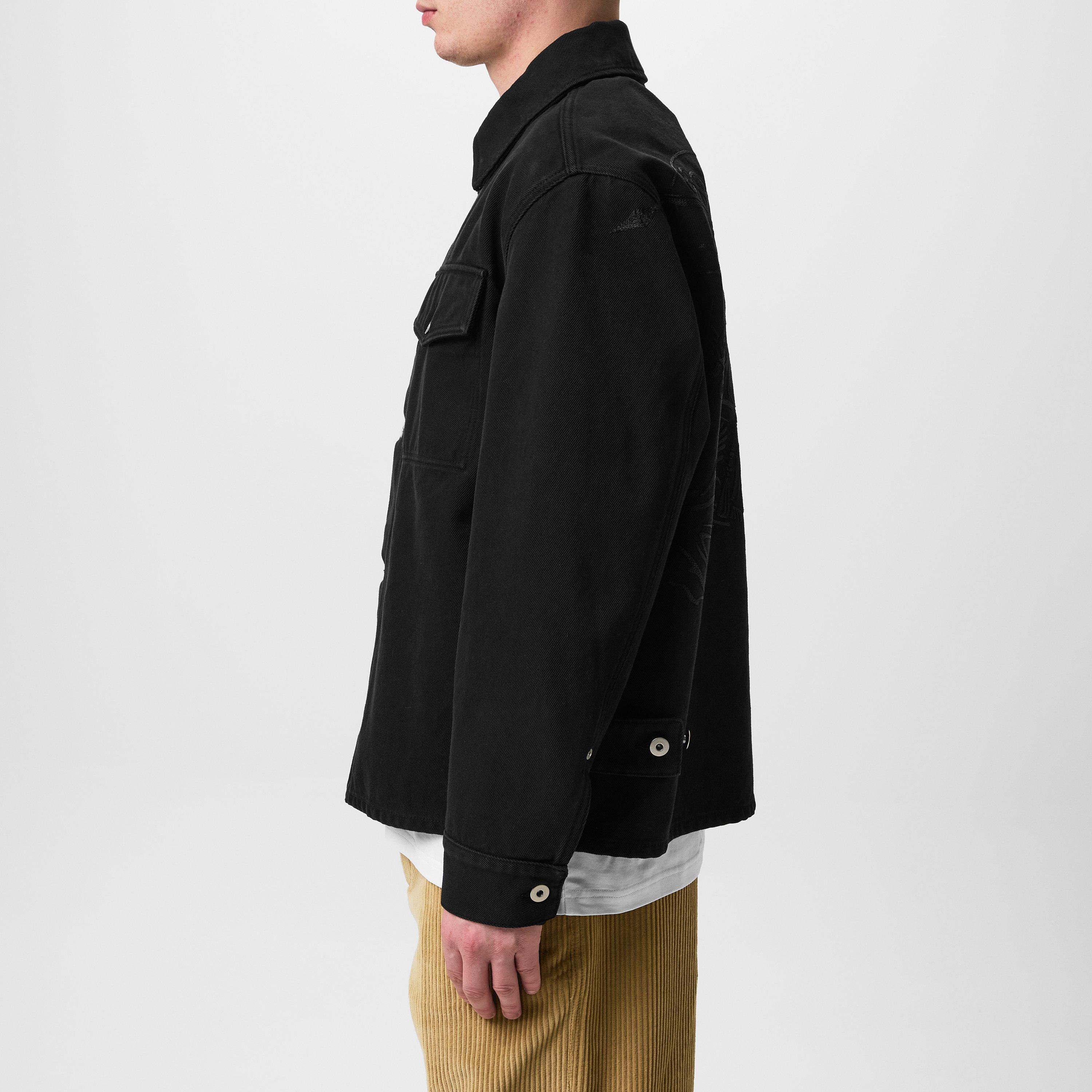 Black - Burberry - Men's Equestrian Knight Cotton Long Sleeve Harrington Jacket - 2