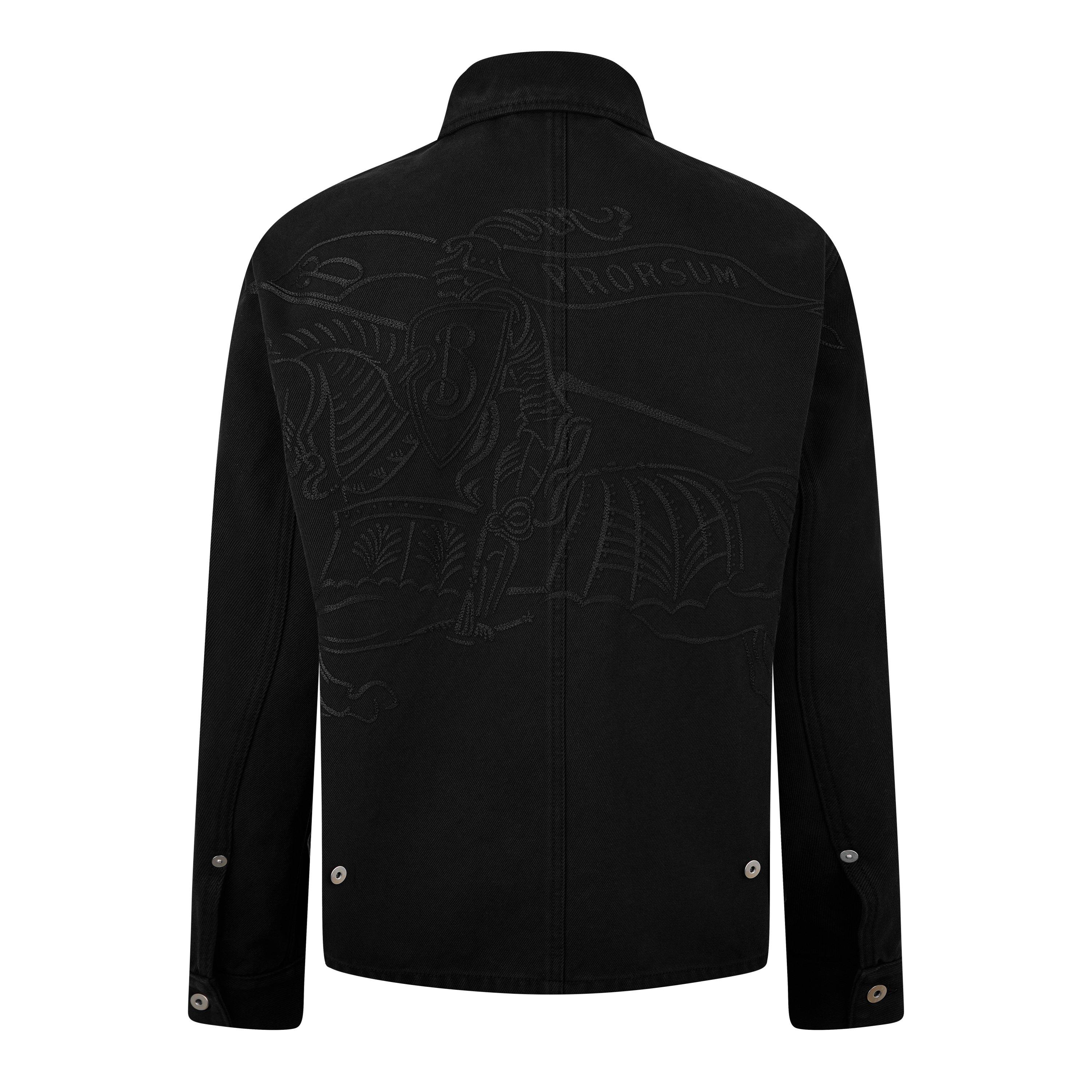 Black - Burberry - Men's Equestrian Knight Cotton Long Sleeve Harrington Jacket - 6