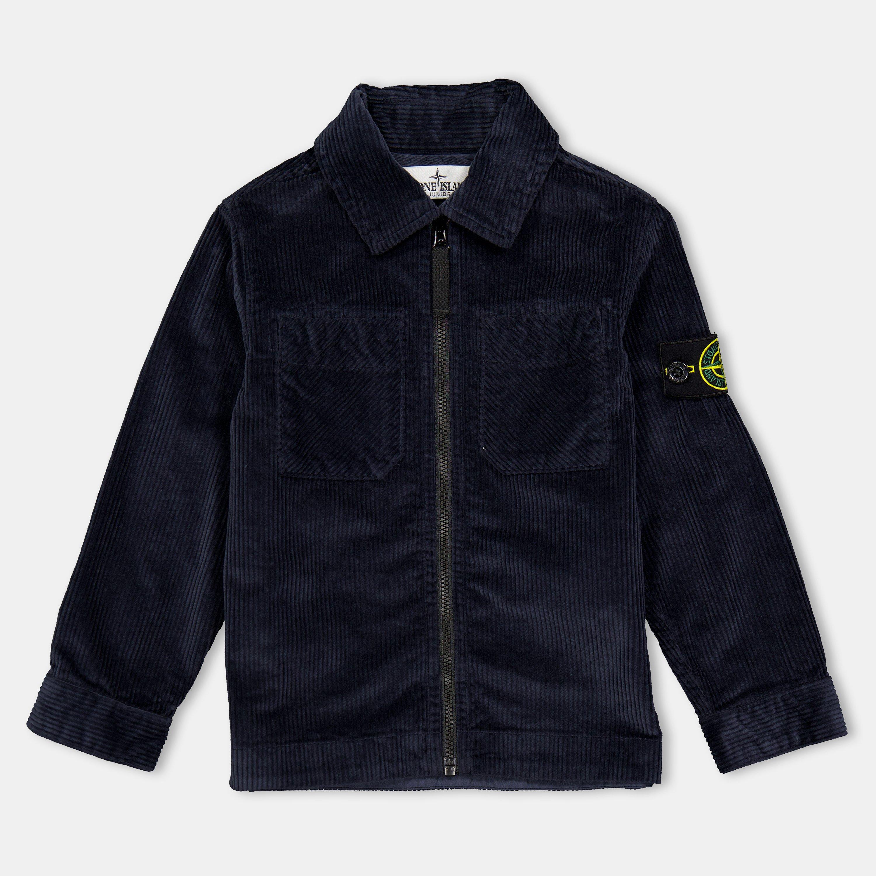 Navy V0020 - Stone Island - Kids' Corduroy Long Sleeve Overshirt - 1