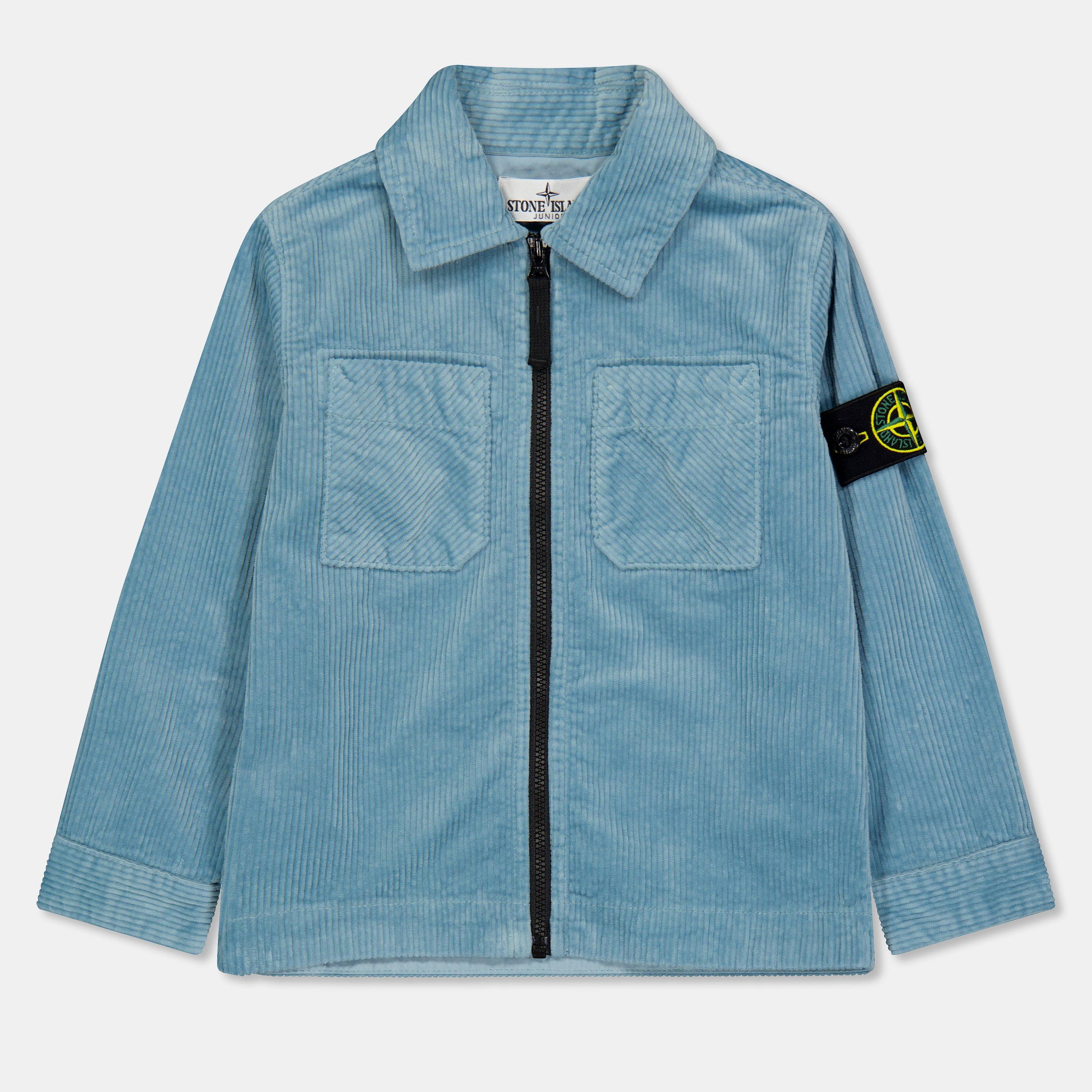 Stone Island Kids' Corduroy Long Sleeve Overshirt - Azzurro V004A - 10 Years