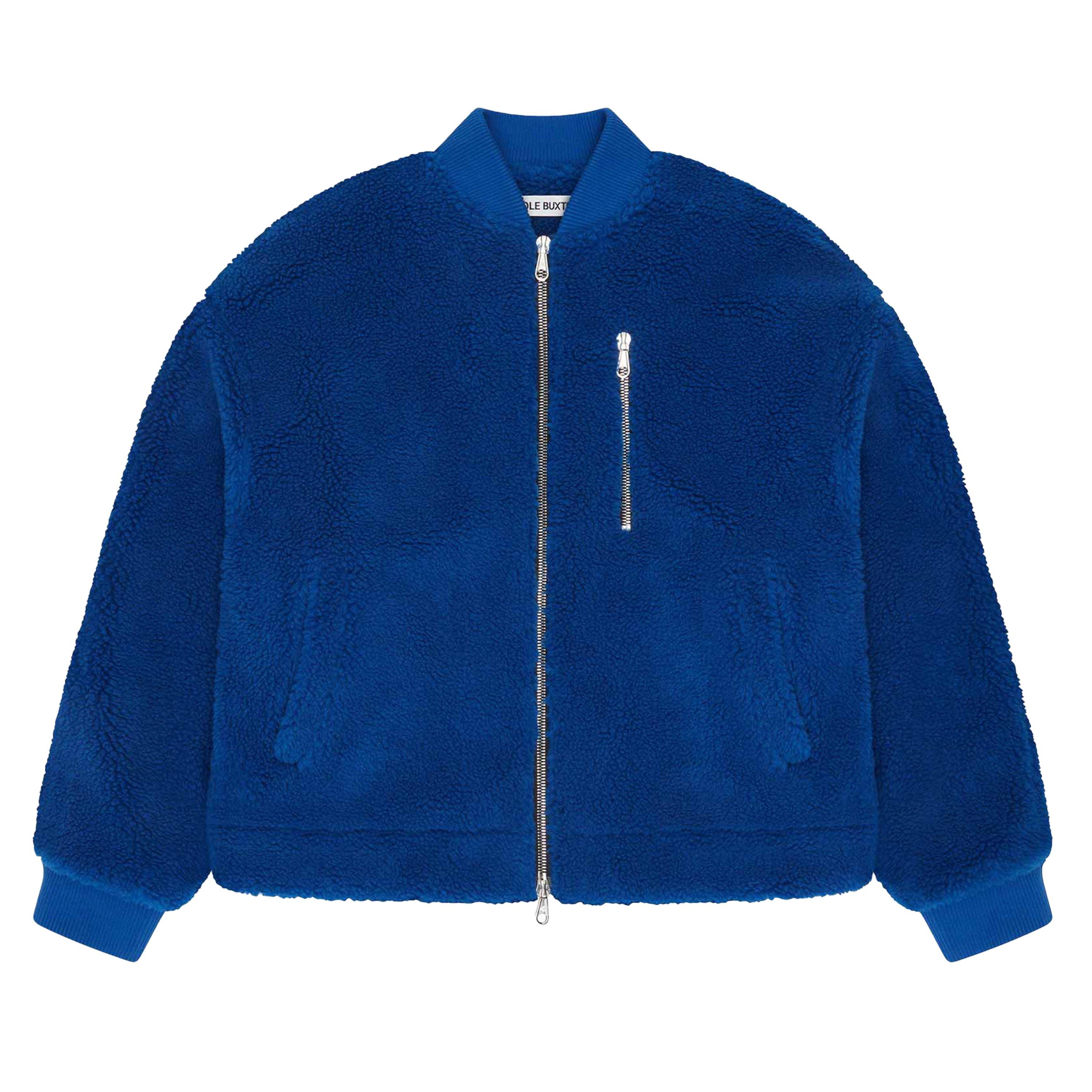 Cobalt Blue - Cole Buxton - Men's Wool Long Sleeve Bomber Jacket - 1