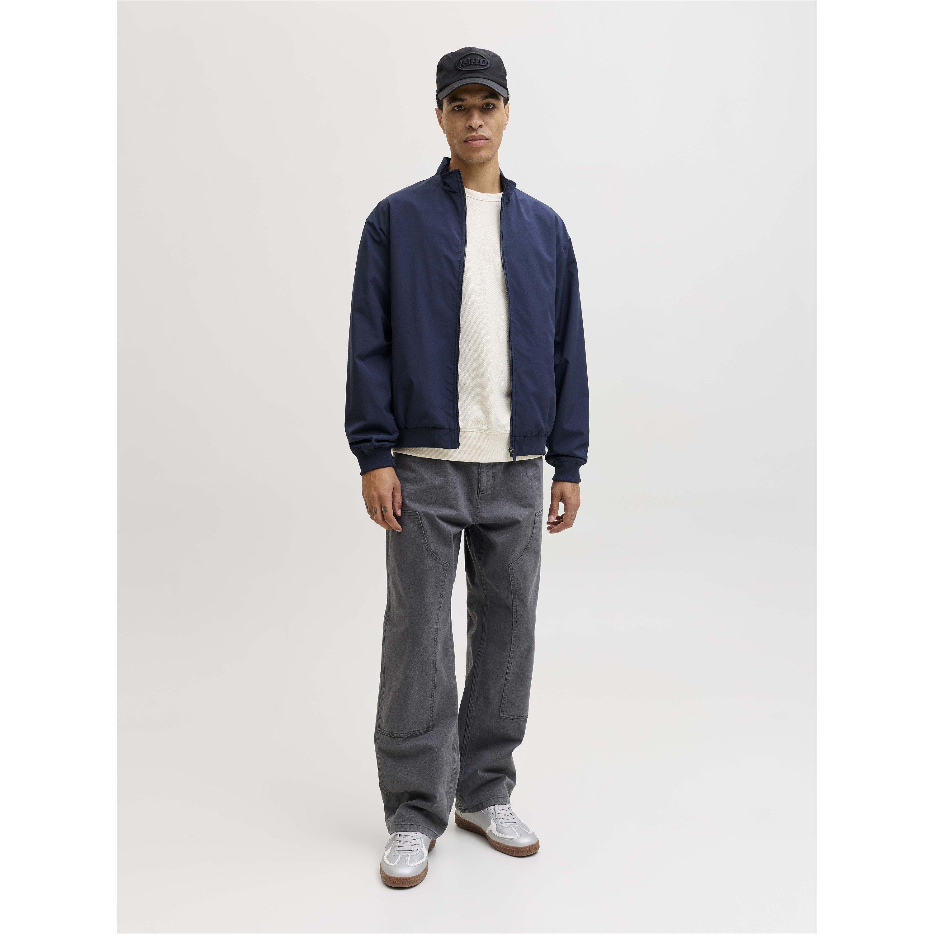 Navy Blazer - Jack and Jones - Men's Charge Full-Zip Stand-Collar Bomber - 5