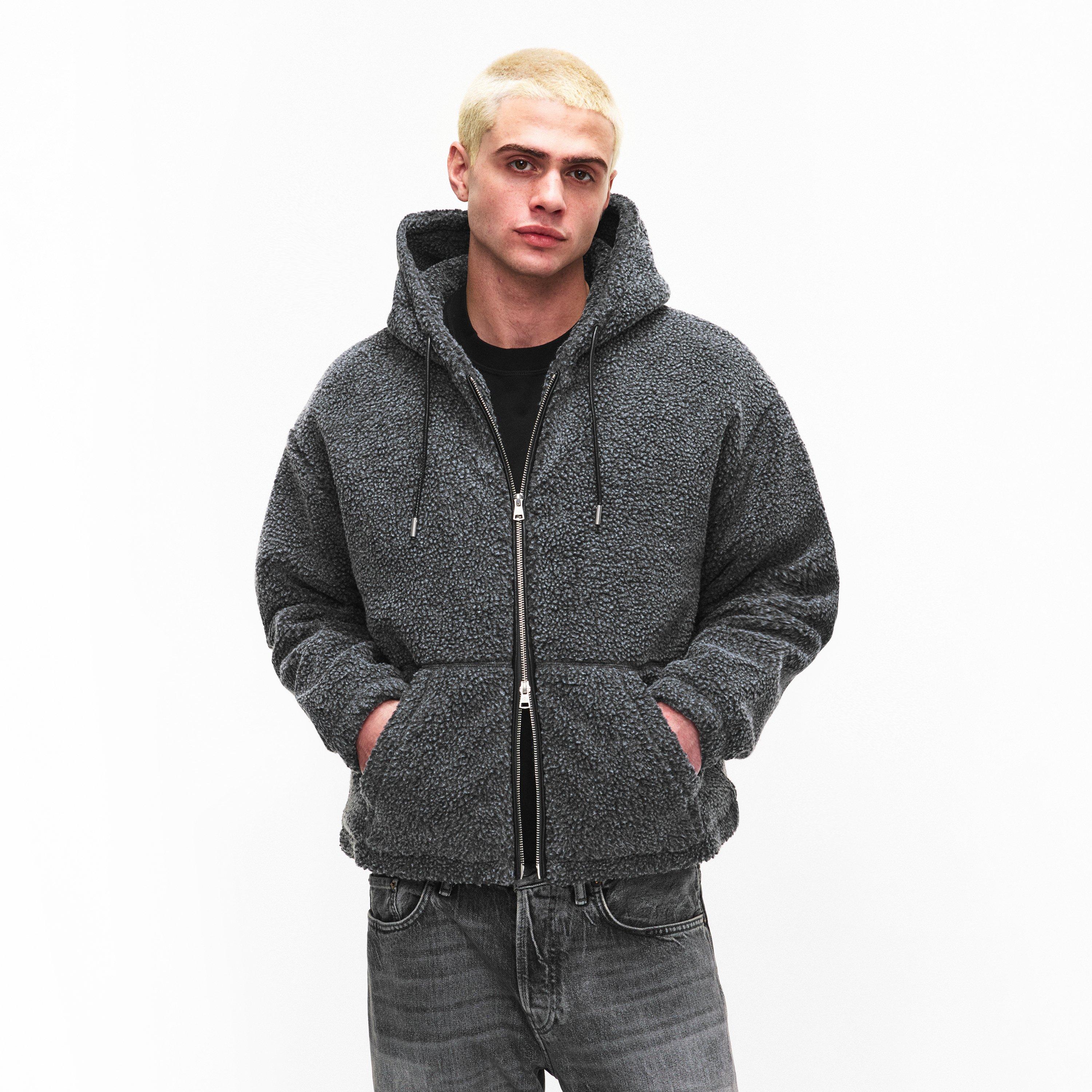 Black - The Couture Club - Men's Sherpa Zipped Bomber Jacket - 3