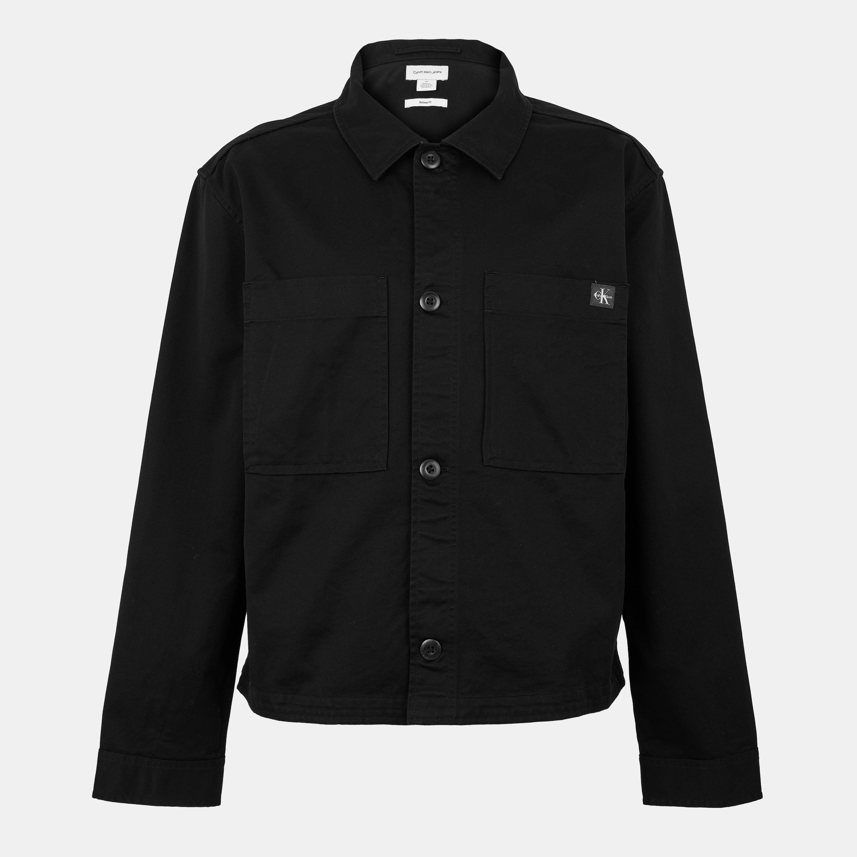 Calvin Klein Jeans Men's Ckj Woven Box Boxy Fit Overshirt - Black Ub1 - XL