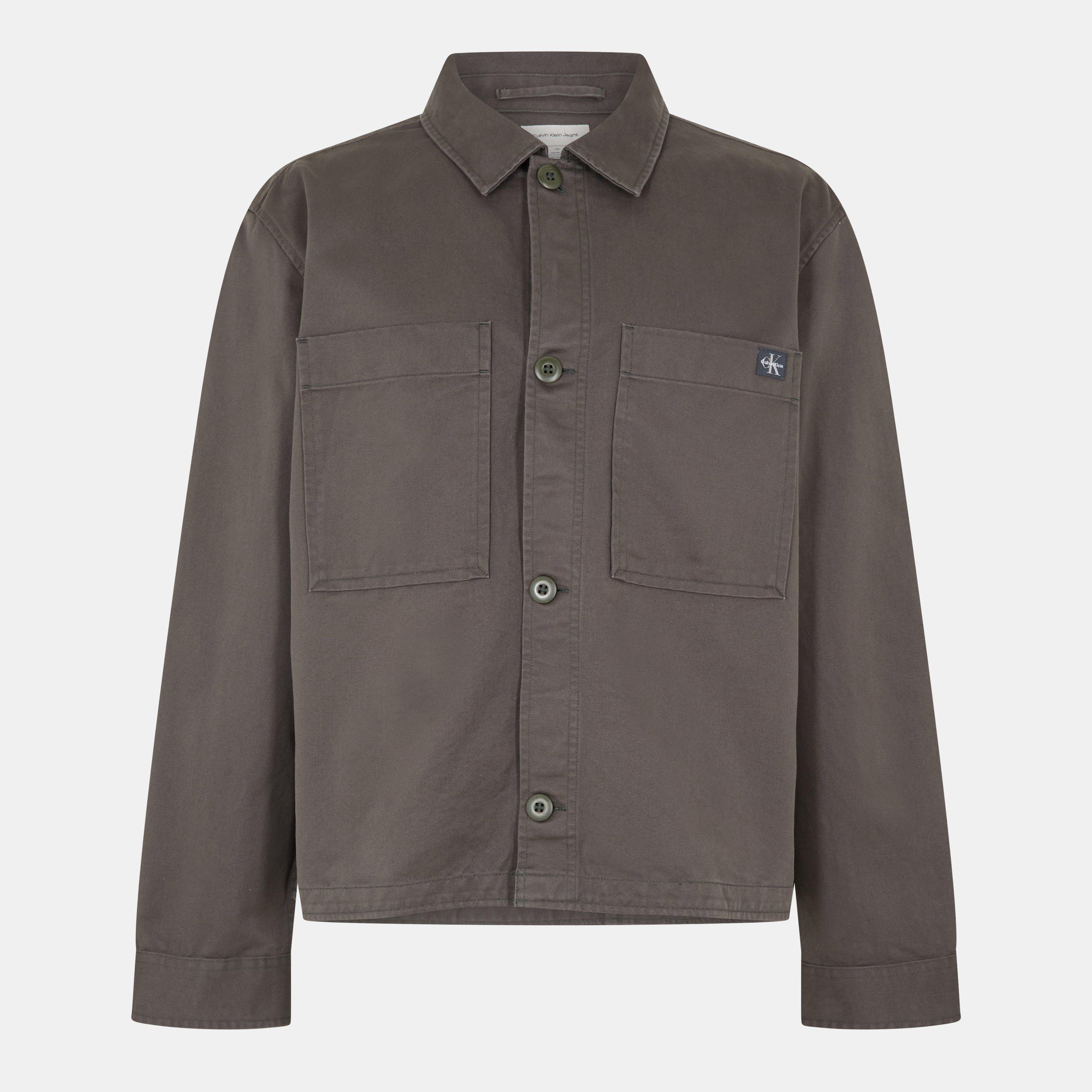 Calvin Klein Jeans Men's Ckj Woven Box Boxy Fit Overshirt - Beluga Par - M