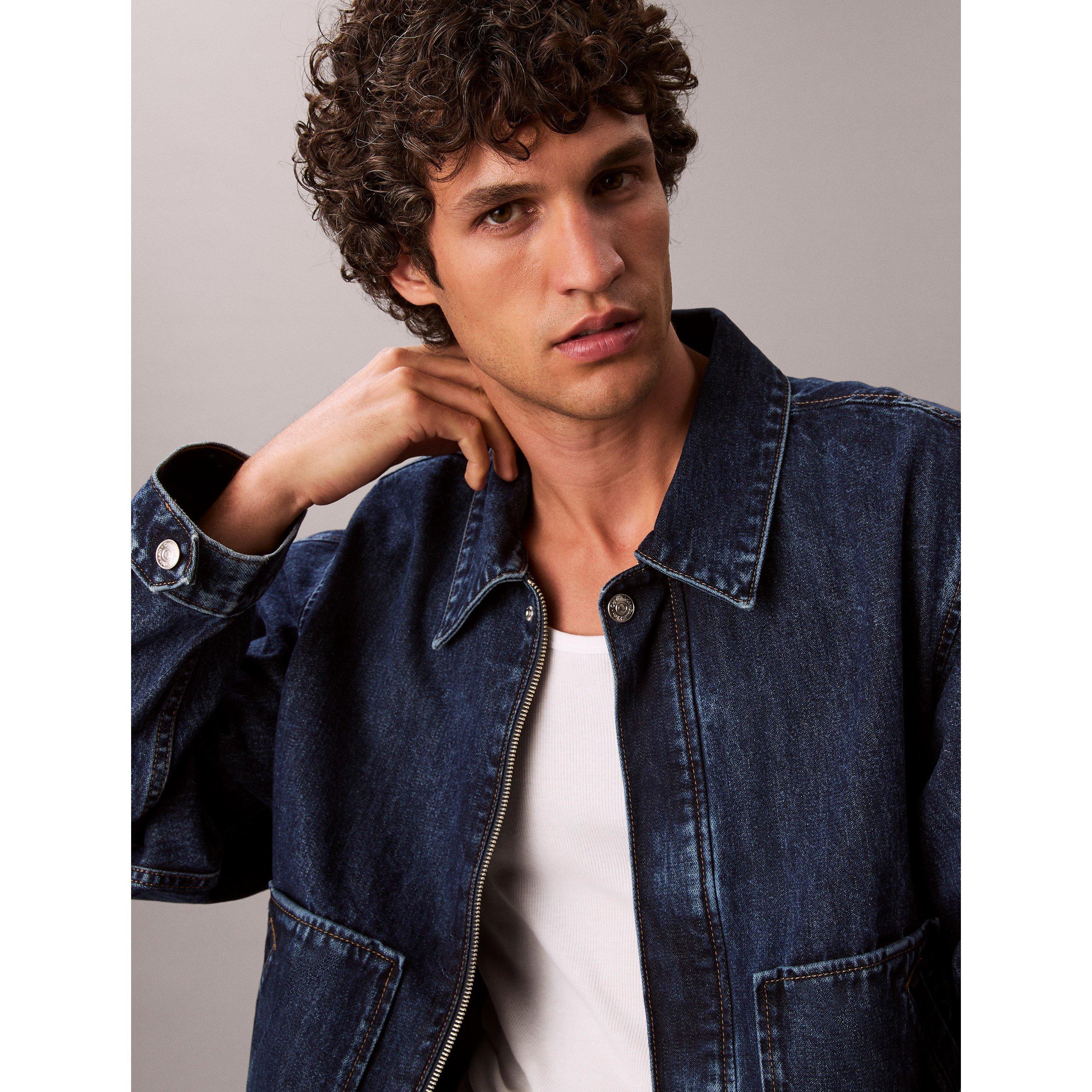 Indigo  0JX - Calvin Klein Jeans - Men's  Button-Front Tailored Fit Denim Jacket - 4