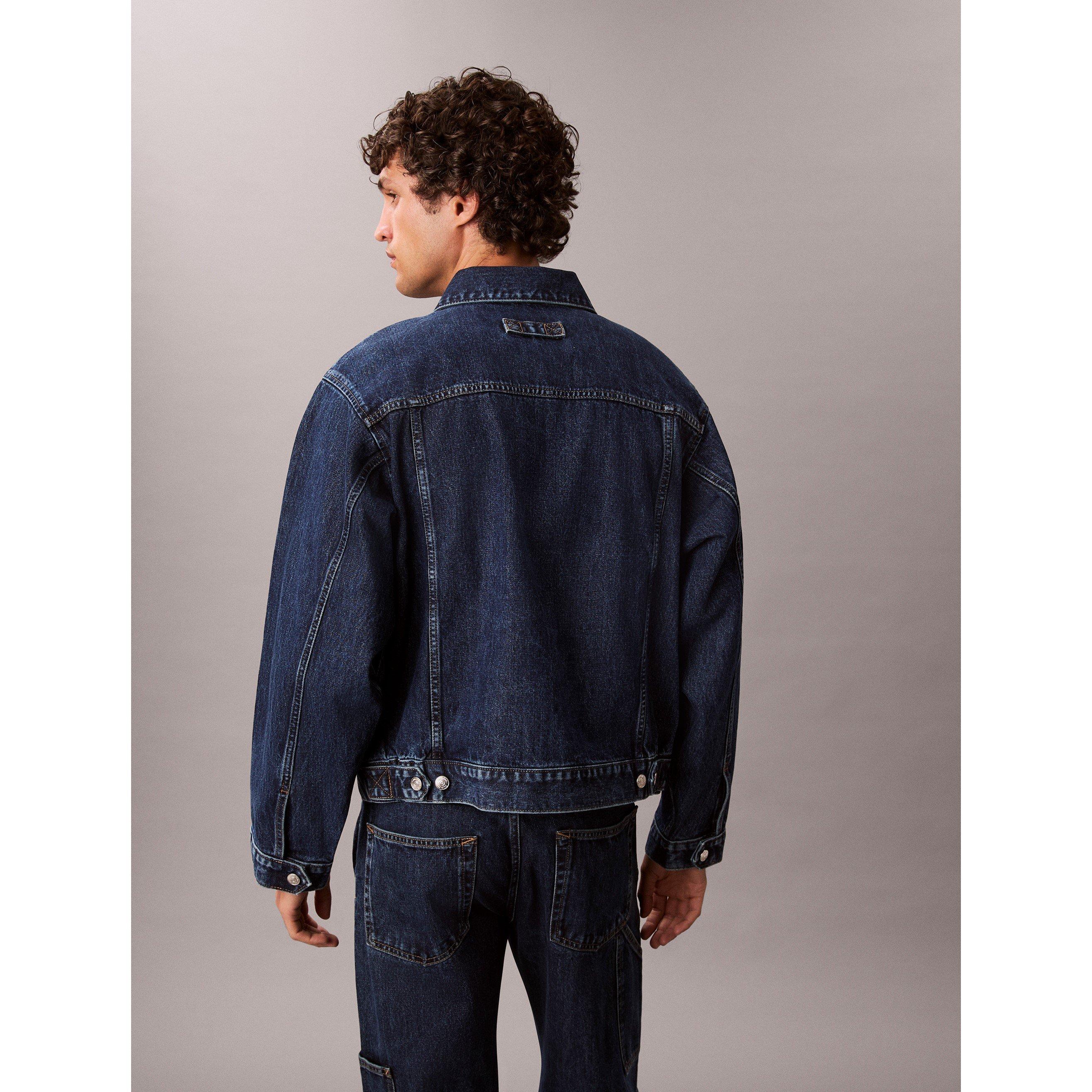 Indigo  0JX - Calvin Klein Jeans - Men's  Button-Front Tailored Fit Denim Jacket - 6