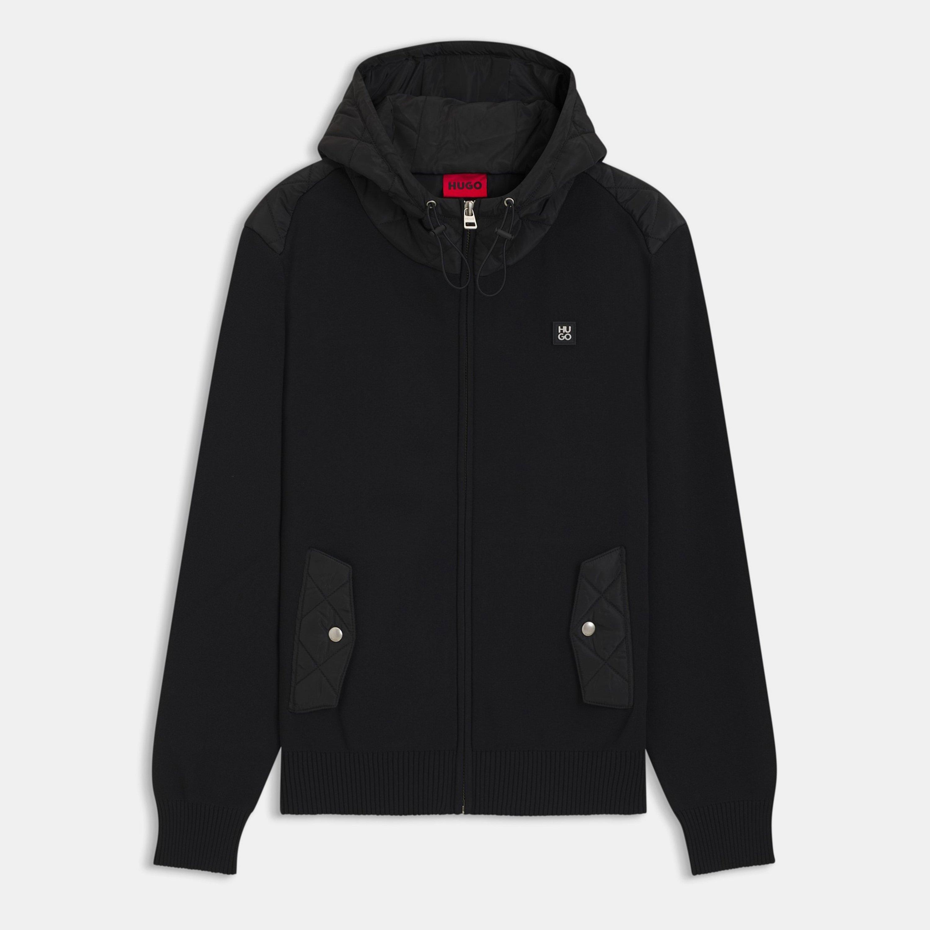 Black 001 - Hugo - Men's Sylon Red Long Sleeve Full Zip Hybrid Jacket