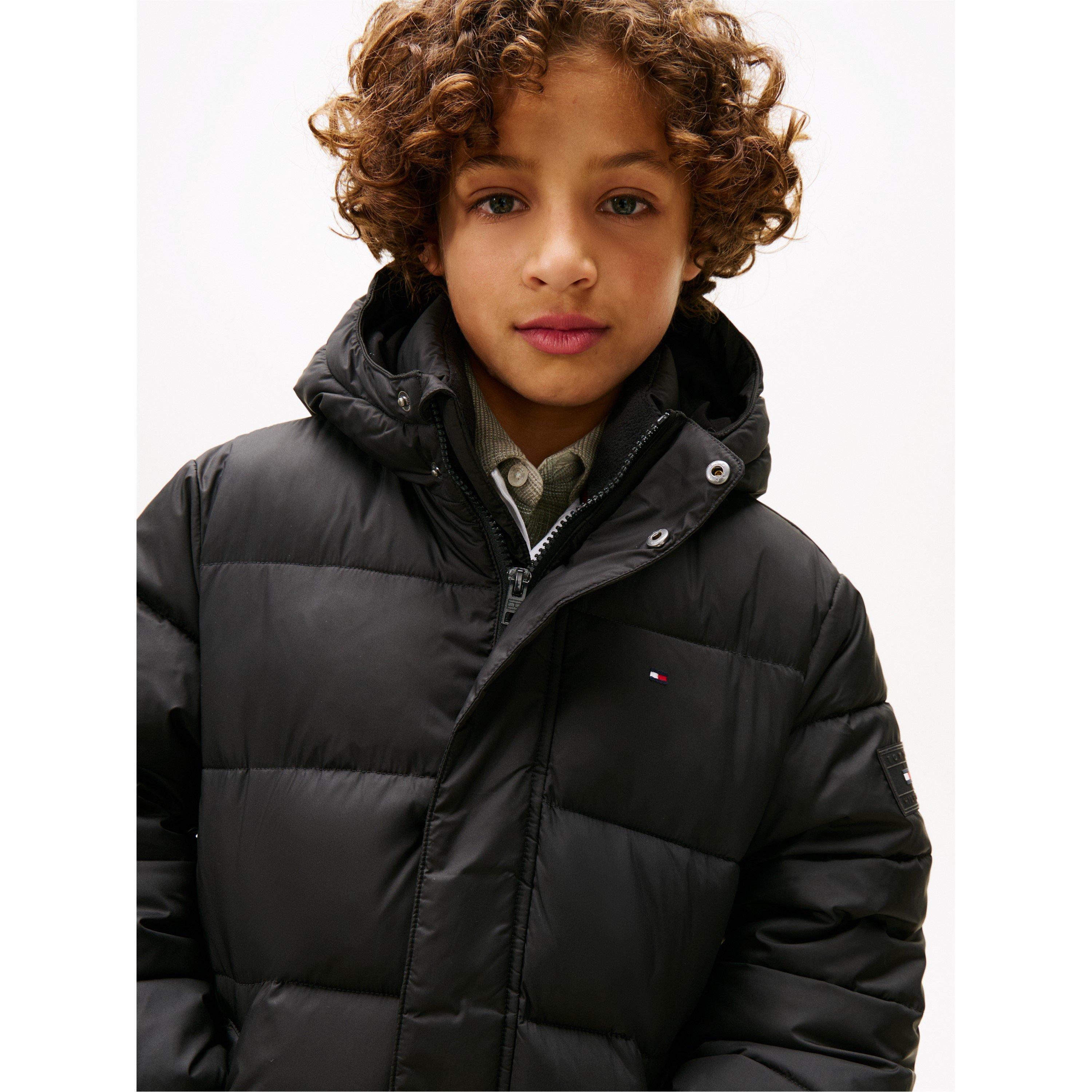 Negro BDS - Tommy Hilfiger - Kids' Essential Padded Parka Hooded Long Sleeve Medium Puffer Jacket - 2