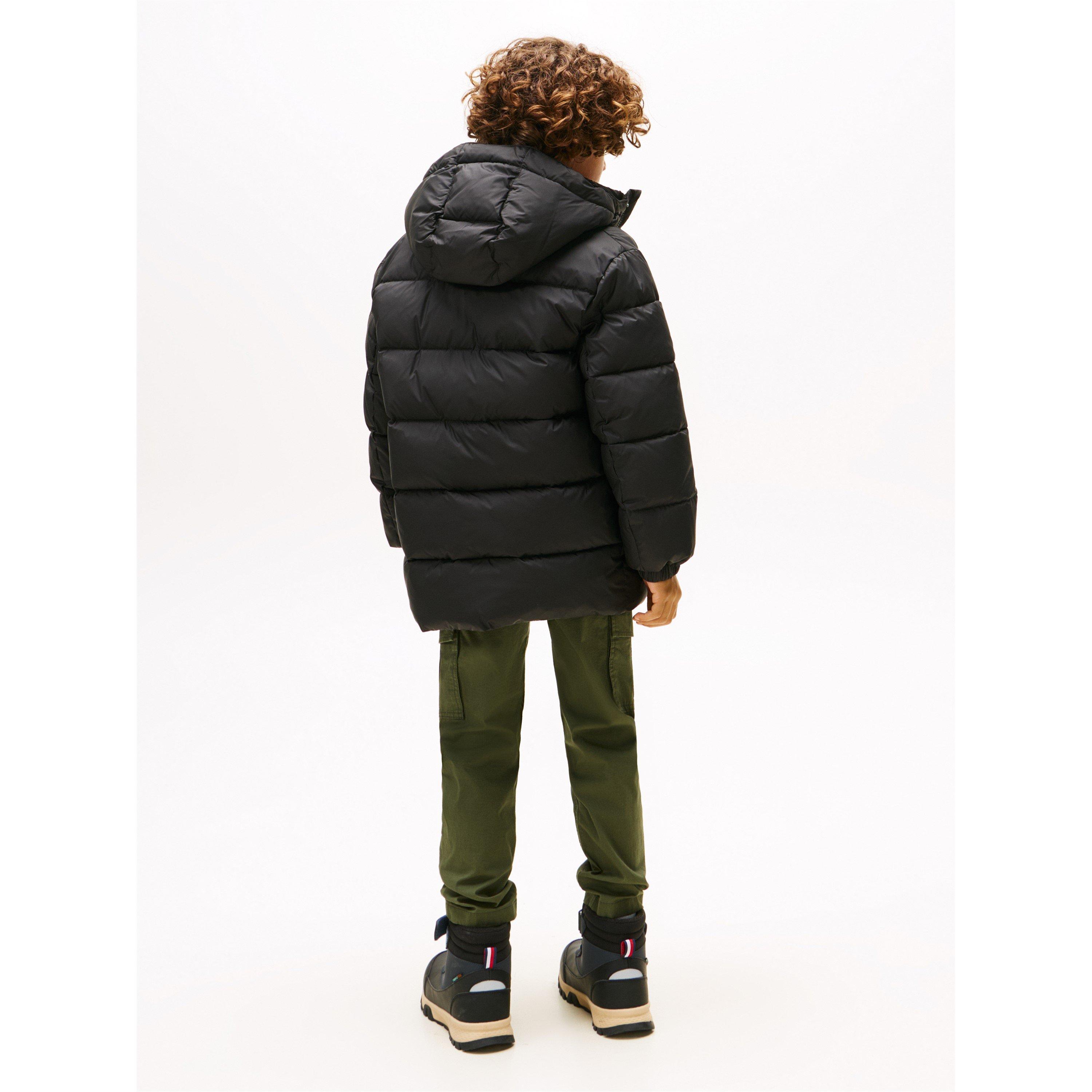Negro BDS - Tommy Hilfiger - Kids' Essential Padded Parka Hooded Long Sleeve Medium Puffer Jacket - 5