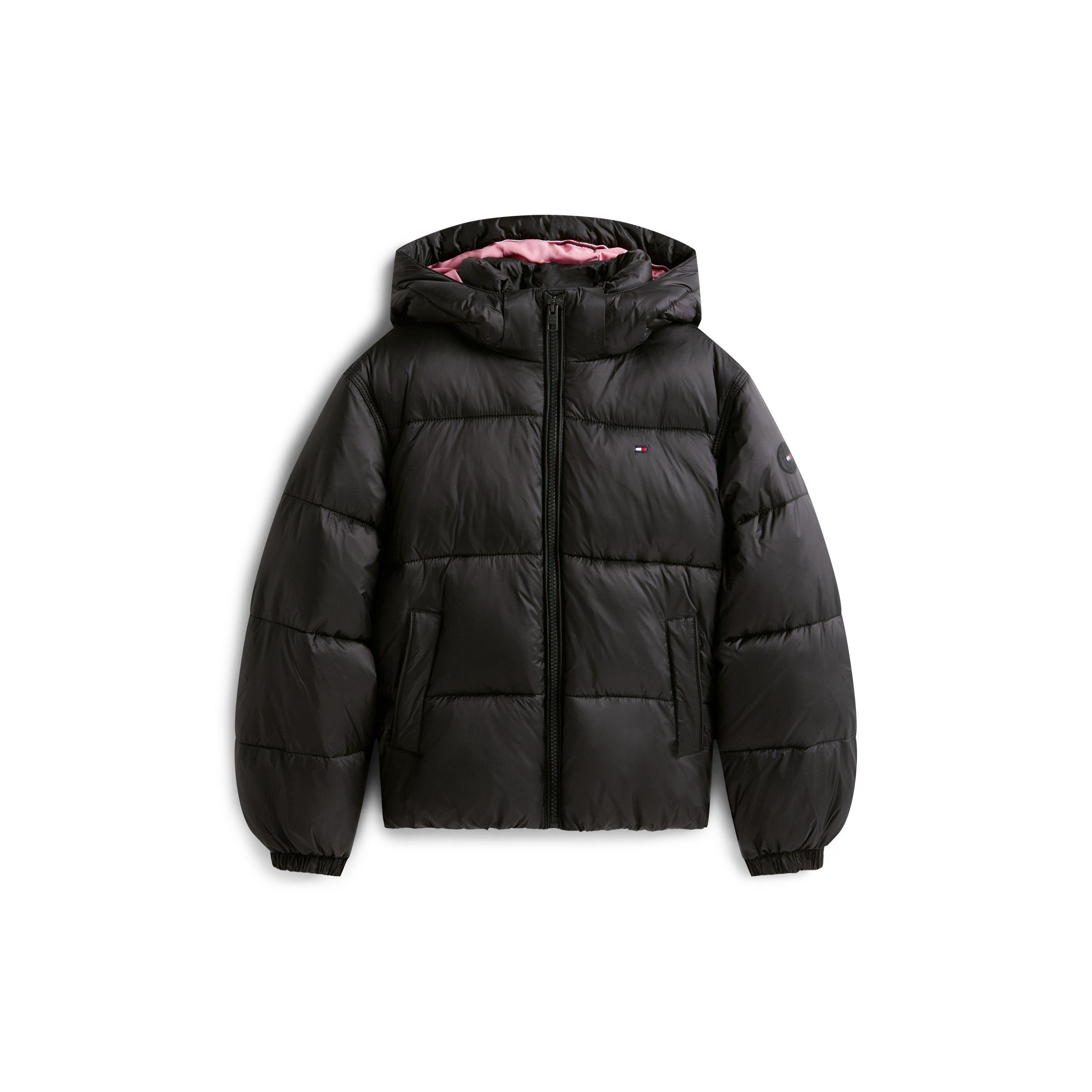 Black BDS - Tommy Hilfiger - Kids' Shiny Water-Resistant Insulated Short Puffer Jacket - 1