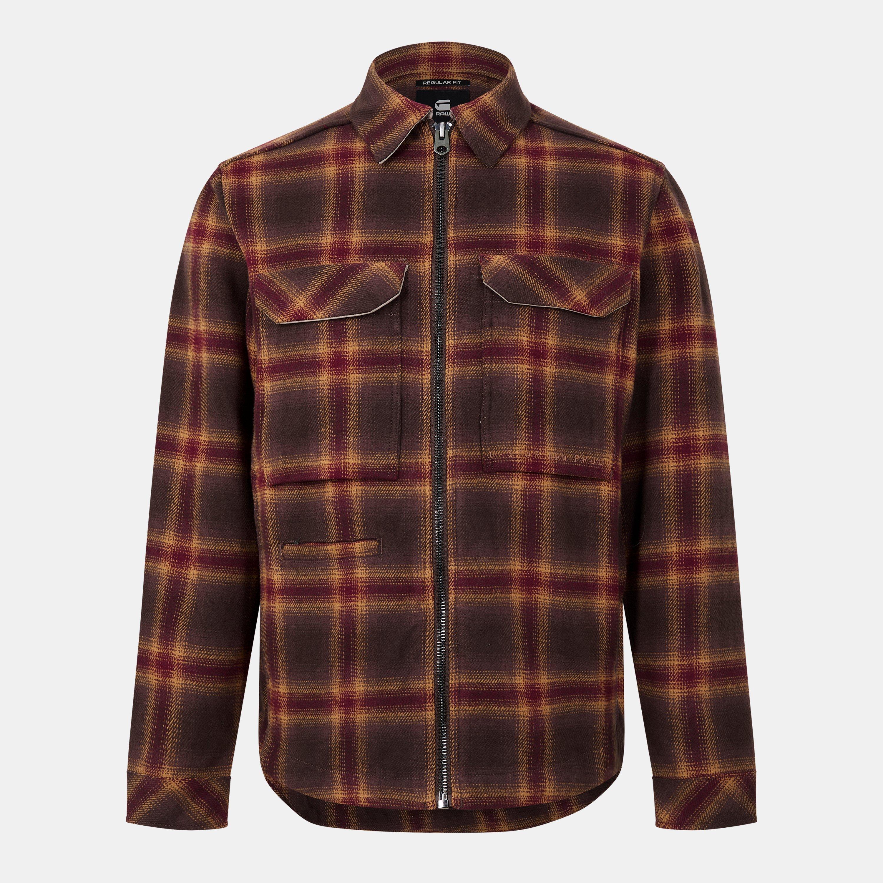 Choc Blur - G Star - Men's Check Zip Long Sleeve Overshirt - 1