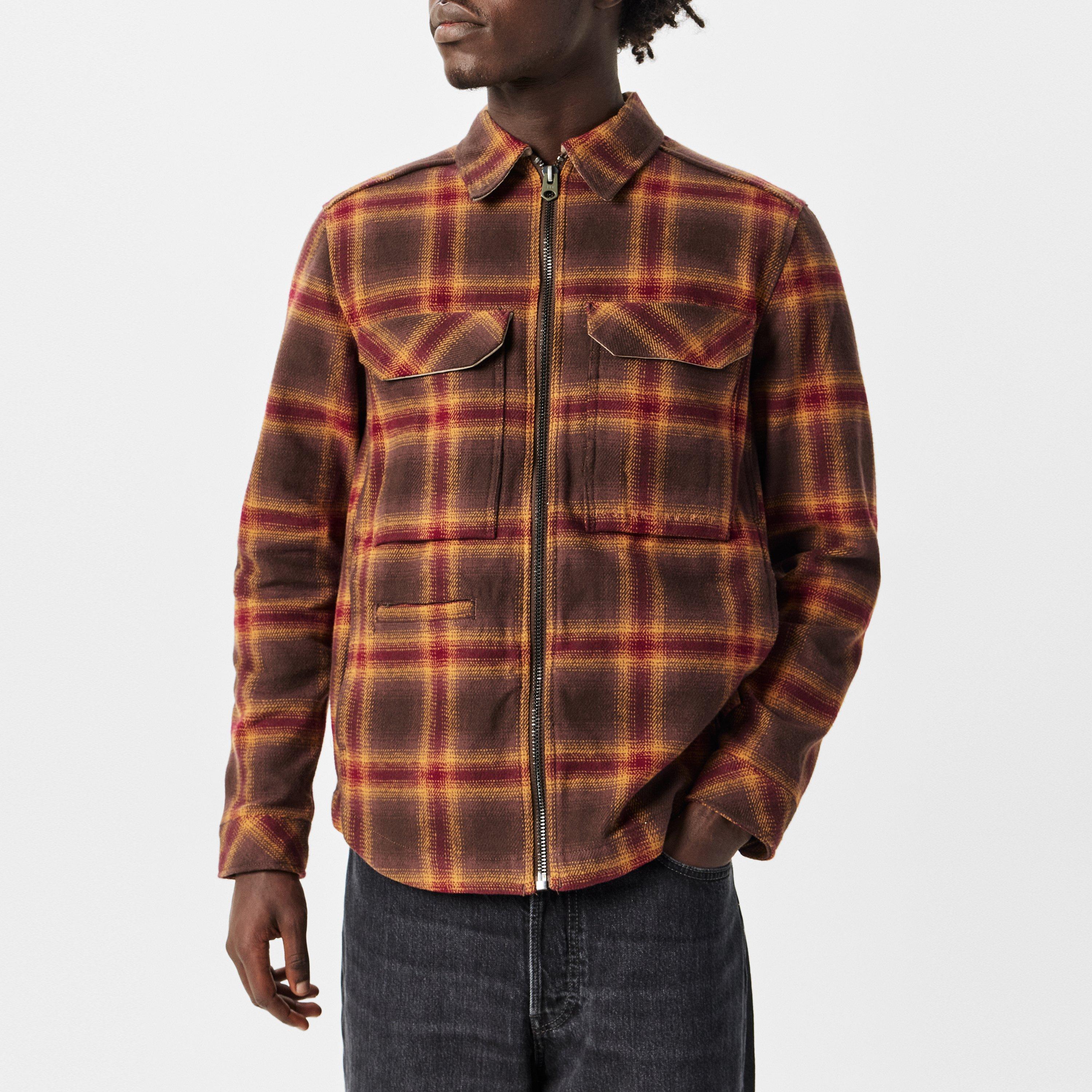 Choc Blur - G Star - Men's Check Zip Long Sleeve Overshirt - 3