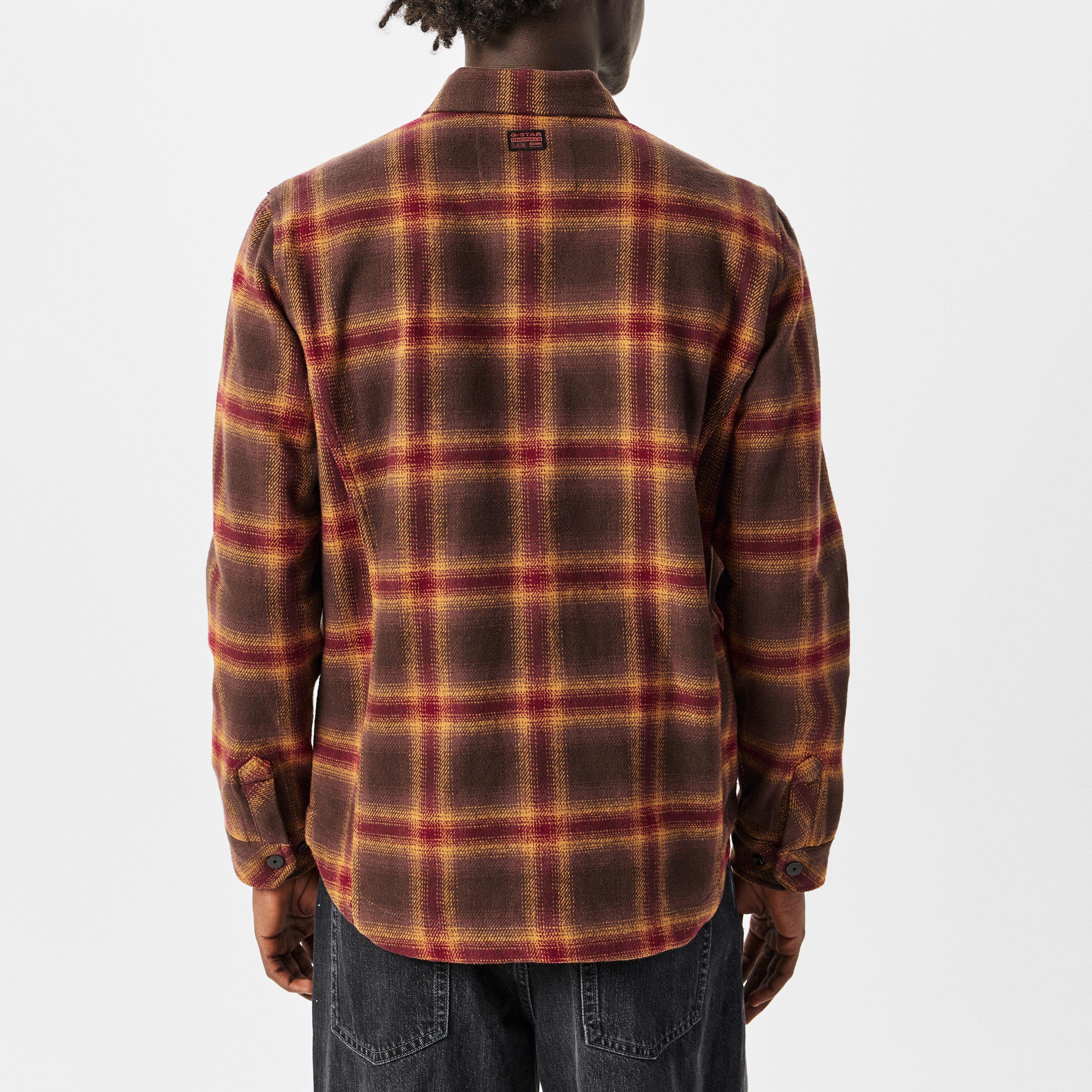 Choc Blur - G Star - Men's Check Zip Long Sleeve Overshirt - 4