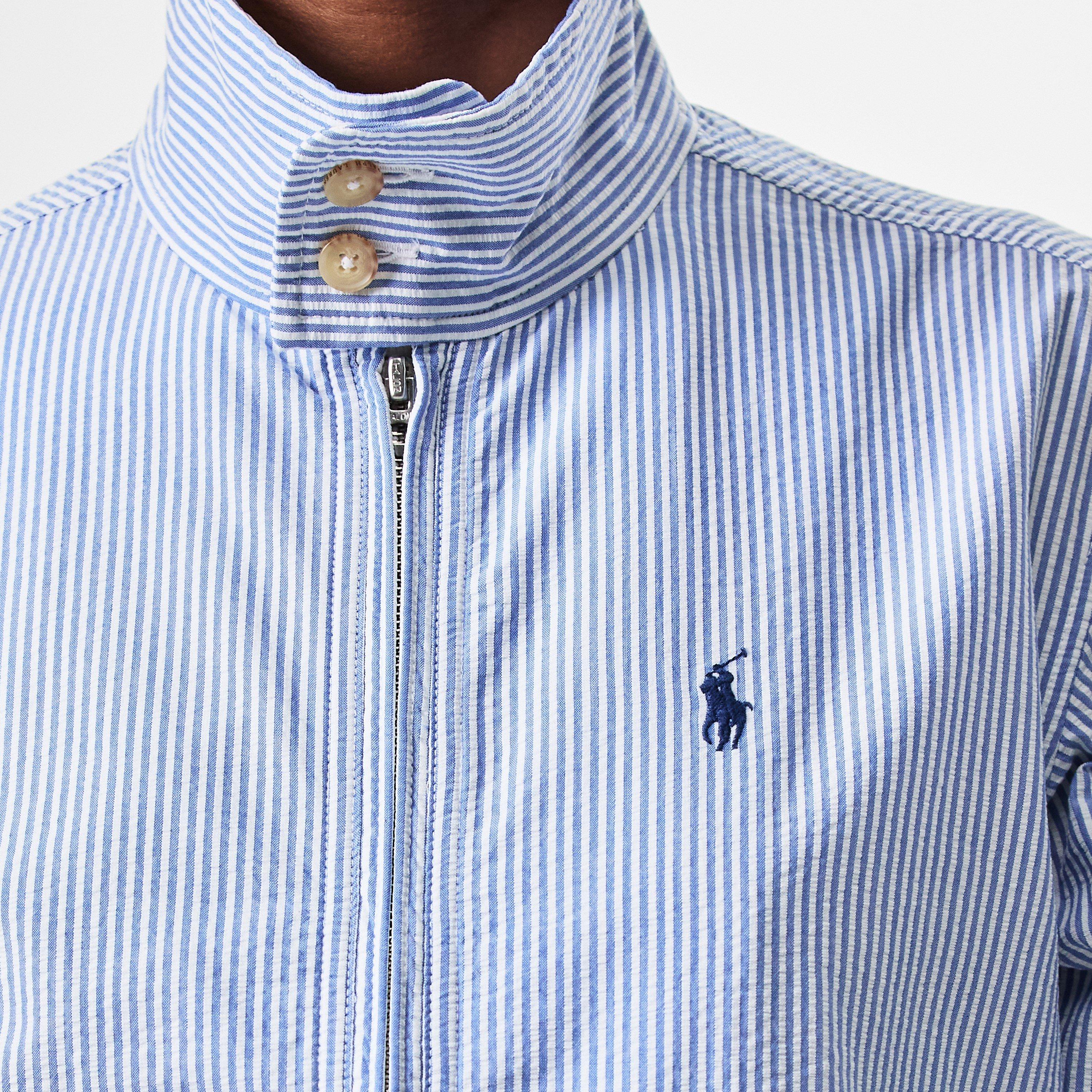 BLUE WHITE - Polo Ralph Lauren - Women's Seersucker Cotton Long Sleeve Windbreaker - 5