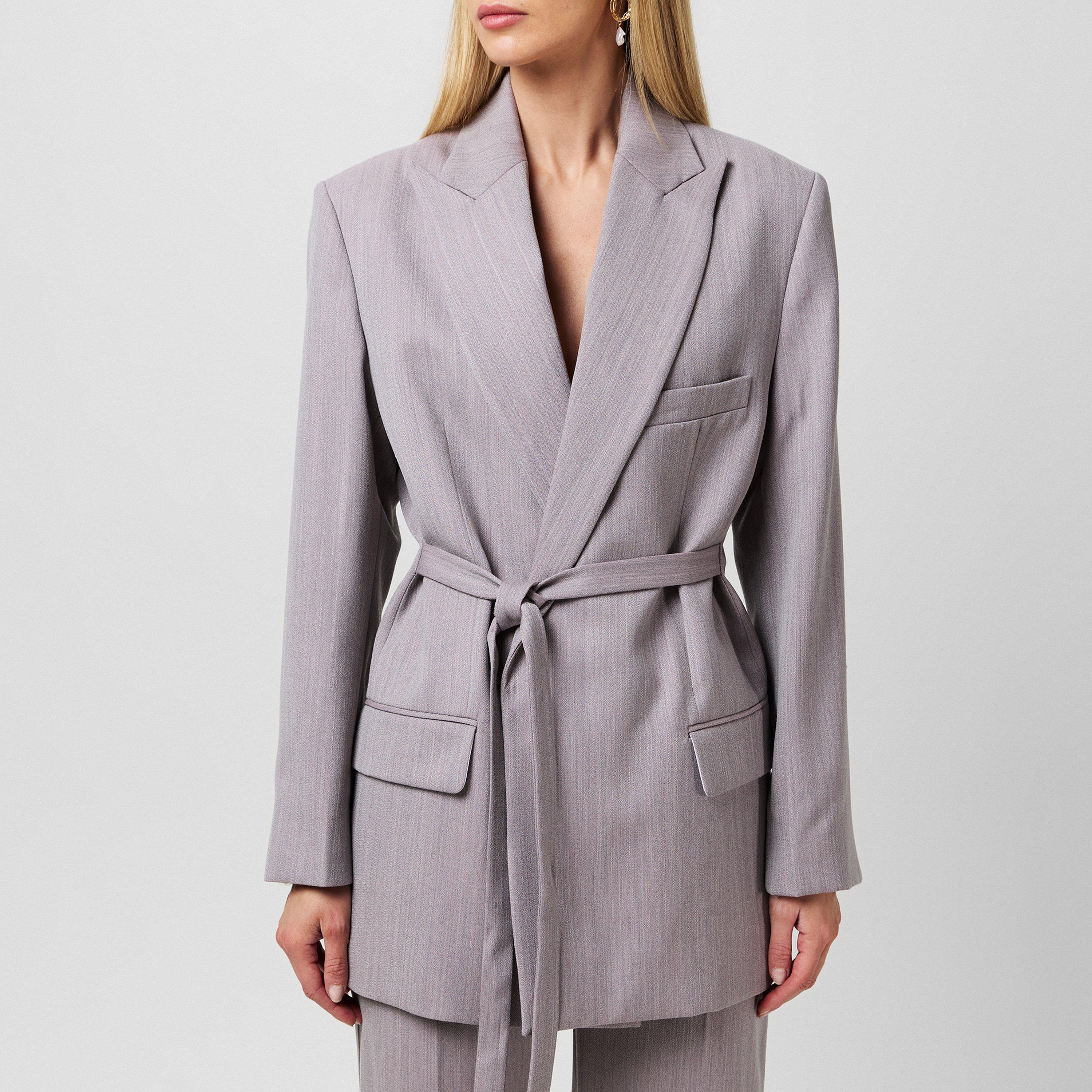 Victoria Beckham Women's Belted Textured Wool Long Sleeve Blazer