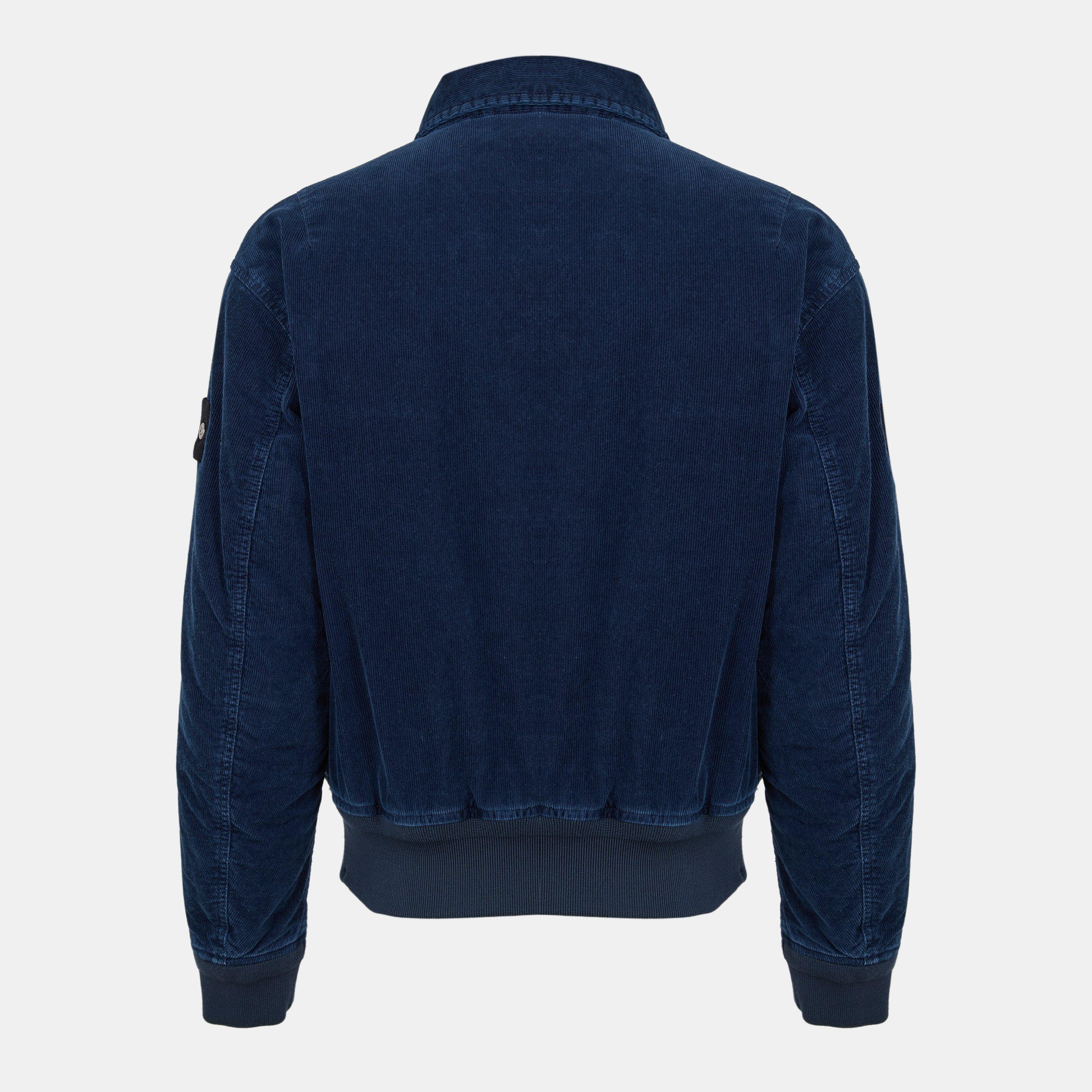 Indigo V0021 - Stone Island - Men's Micro Corduroy Denim Research Cotton Long Sleeve Coach Jacket - 2