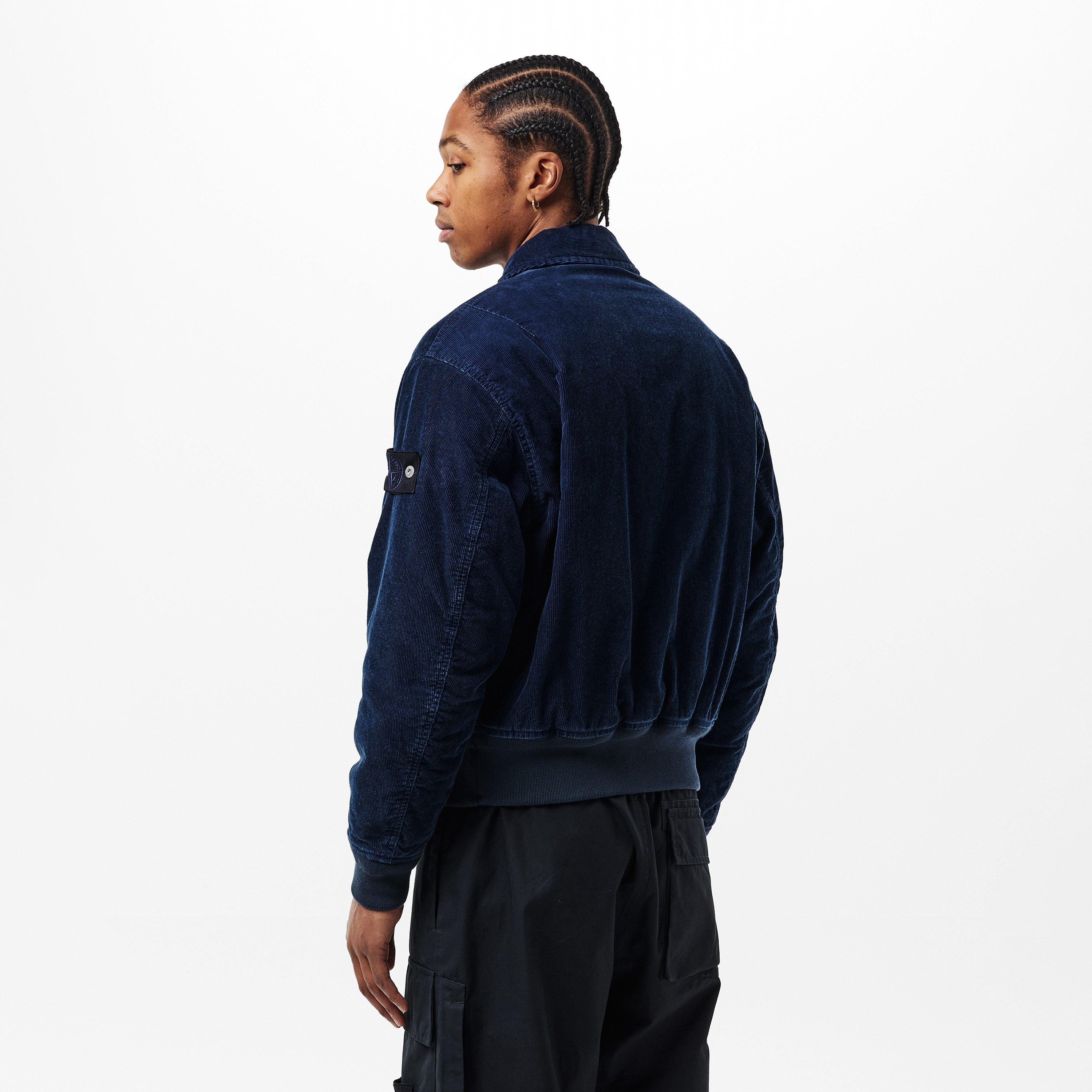 Indigo V0021 - Stone Island - Men's Micro Corduroy Denim Research Cotton Long Sleeve Coach Jacket - 4