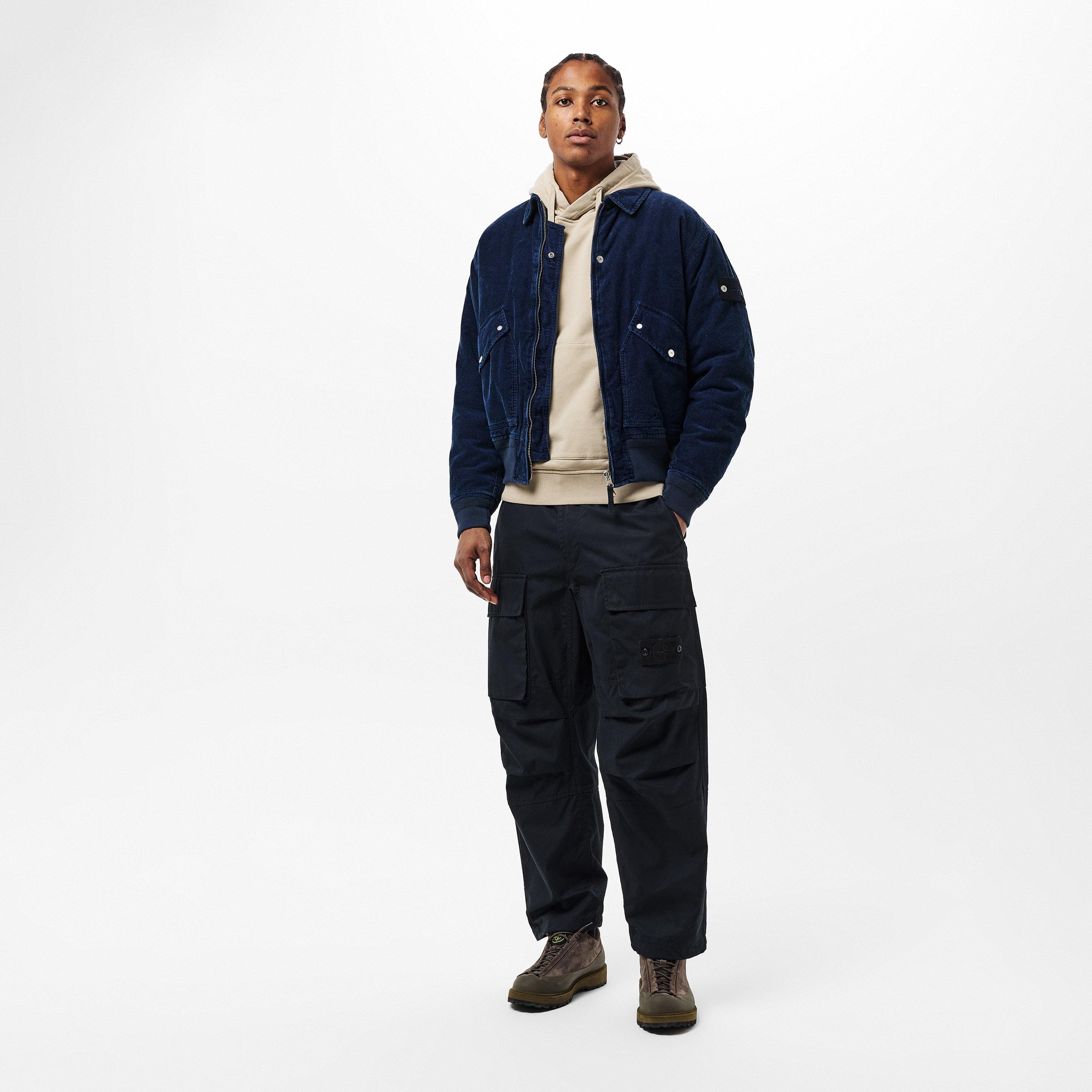 Indigo V0021 - Stone Island - Men's Micro Corduroy Denim Research Cotton Long Sleeve Coach Jacket - 6