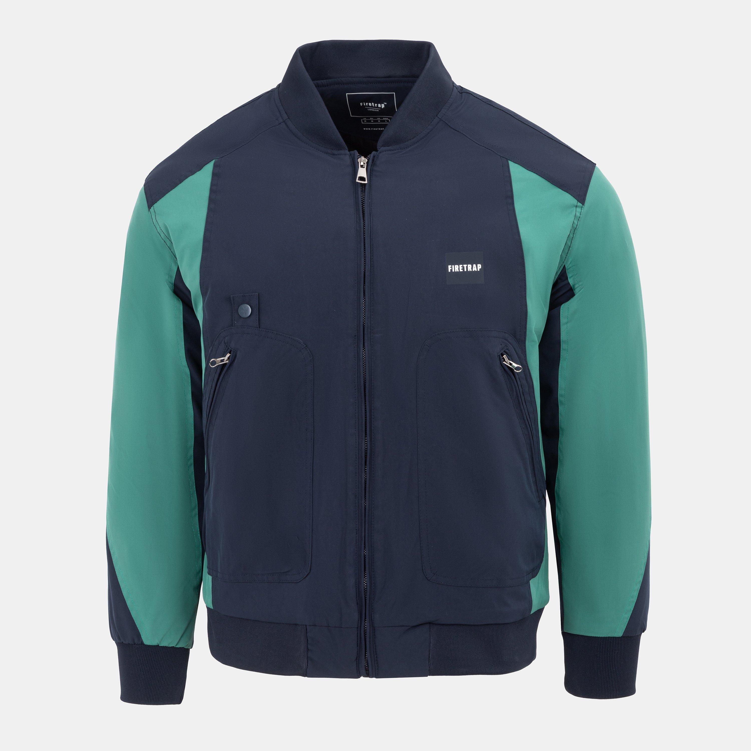 Navy - Firetrap - Men's Pad Stand Collar Full Zip Long Sleeve Softshell Jacket - 1