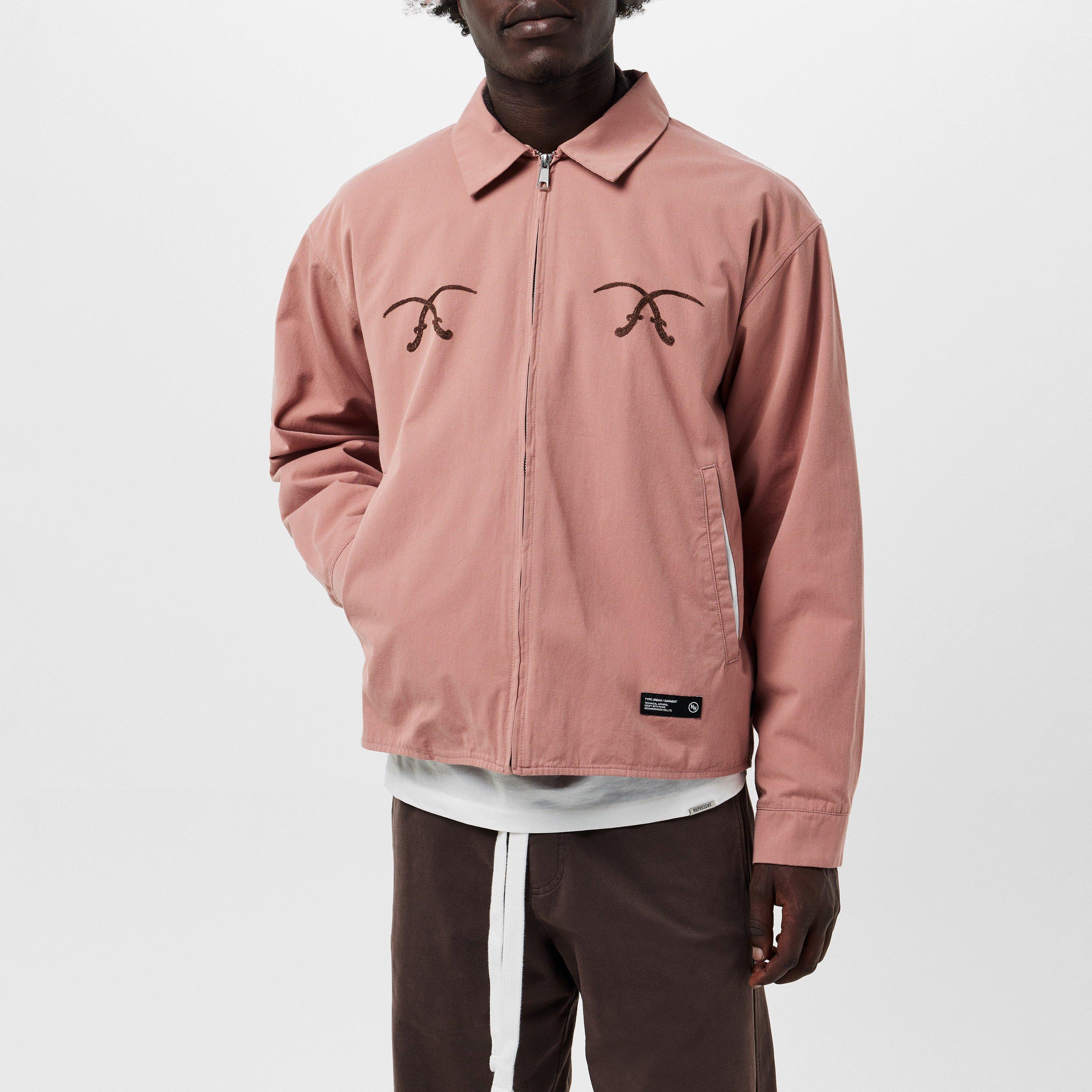Pink - Neighborhood - Men's Neighbourhood Zip Front Ribbed Harrington Jacket - 3