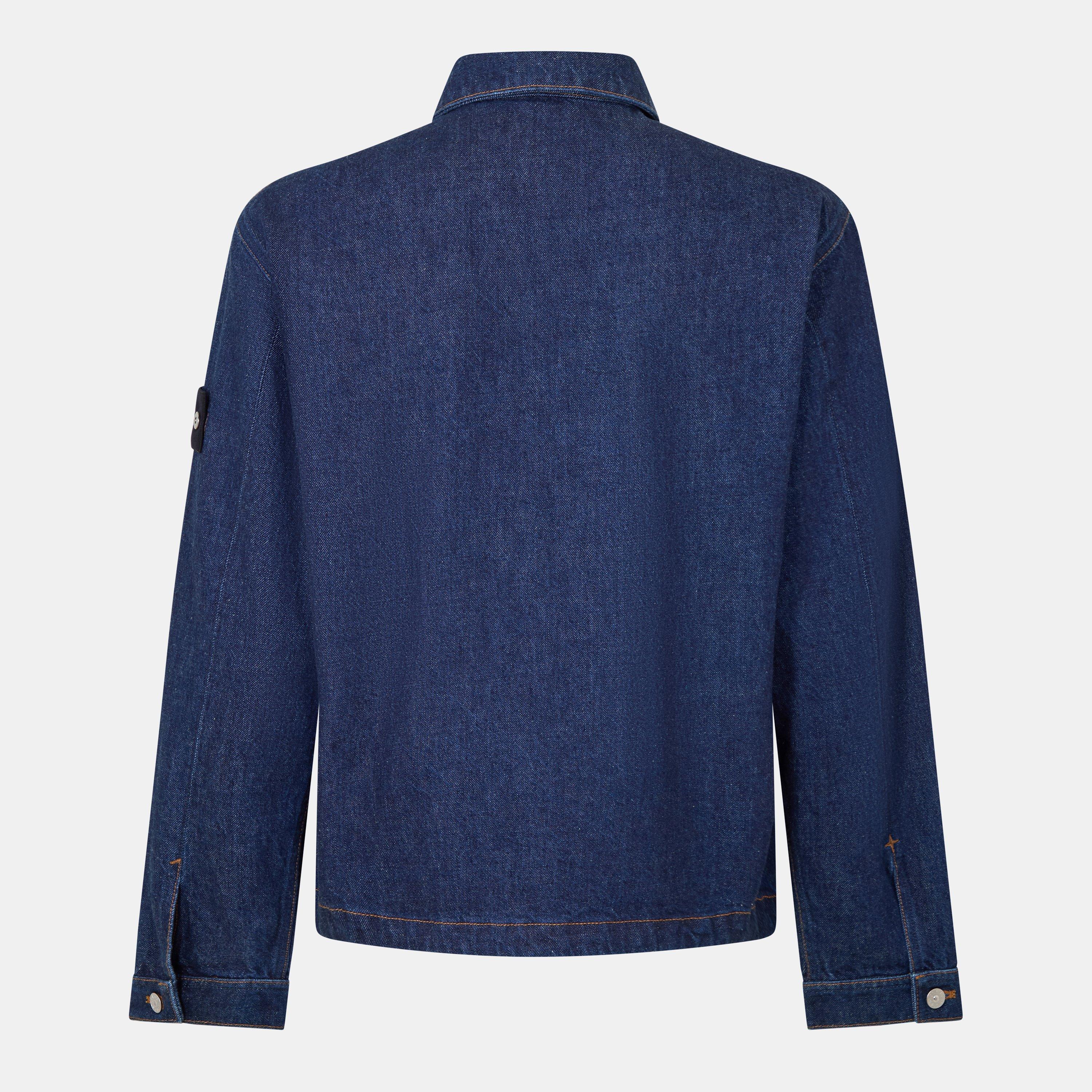Indigo VJ201 - Stone Island - Men's Short Coach Denim Research Cotton Long Sleeve Denim Jacket - 2