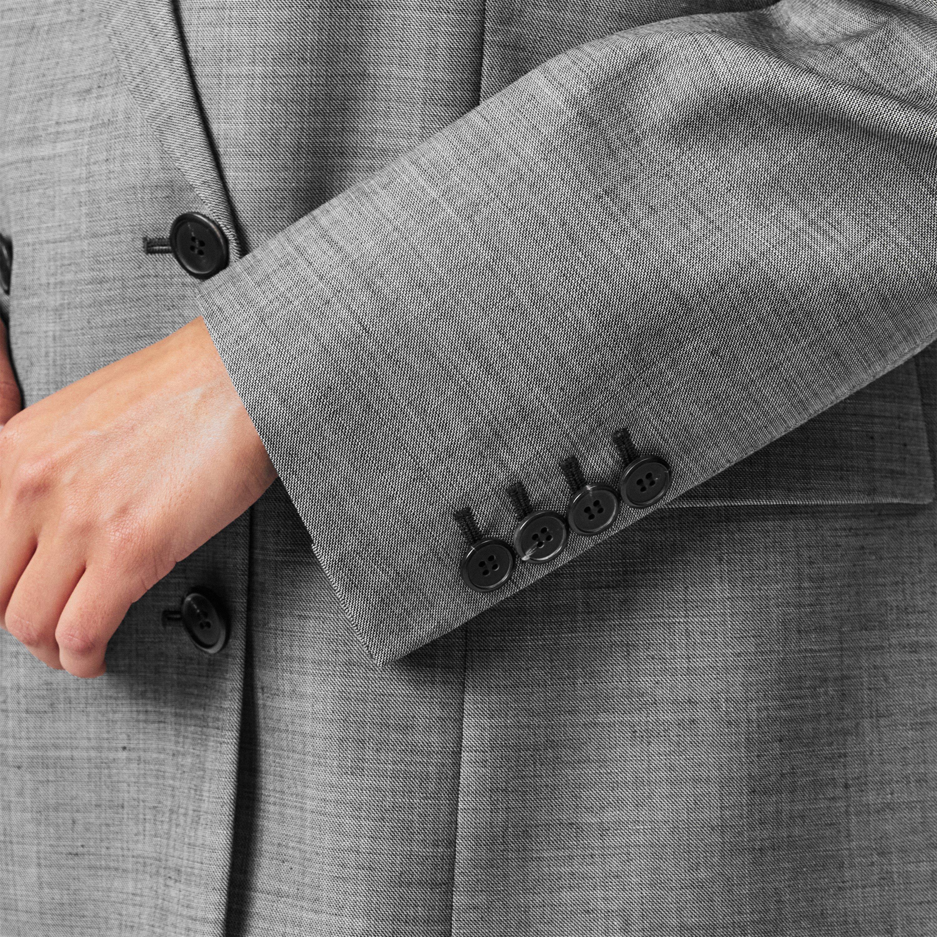 Ardesia - Prada - Women's Double Breasted Grisaille Wool Long Sleeve Blazer - 5