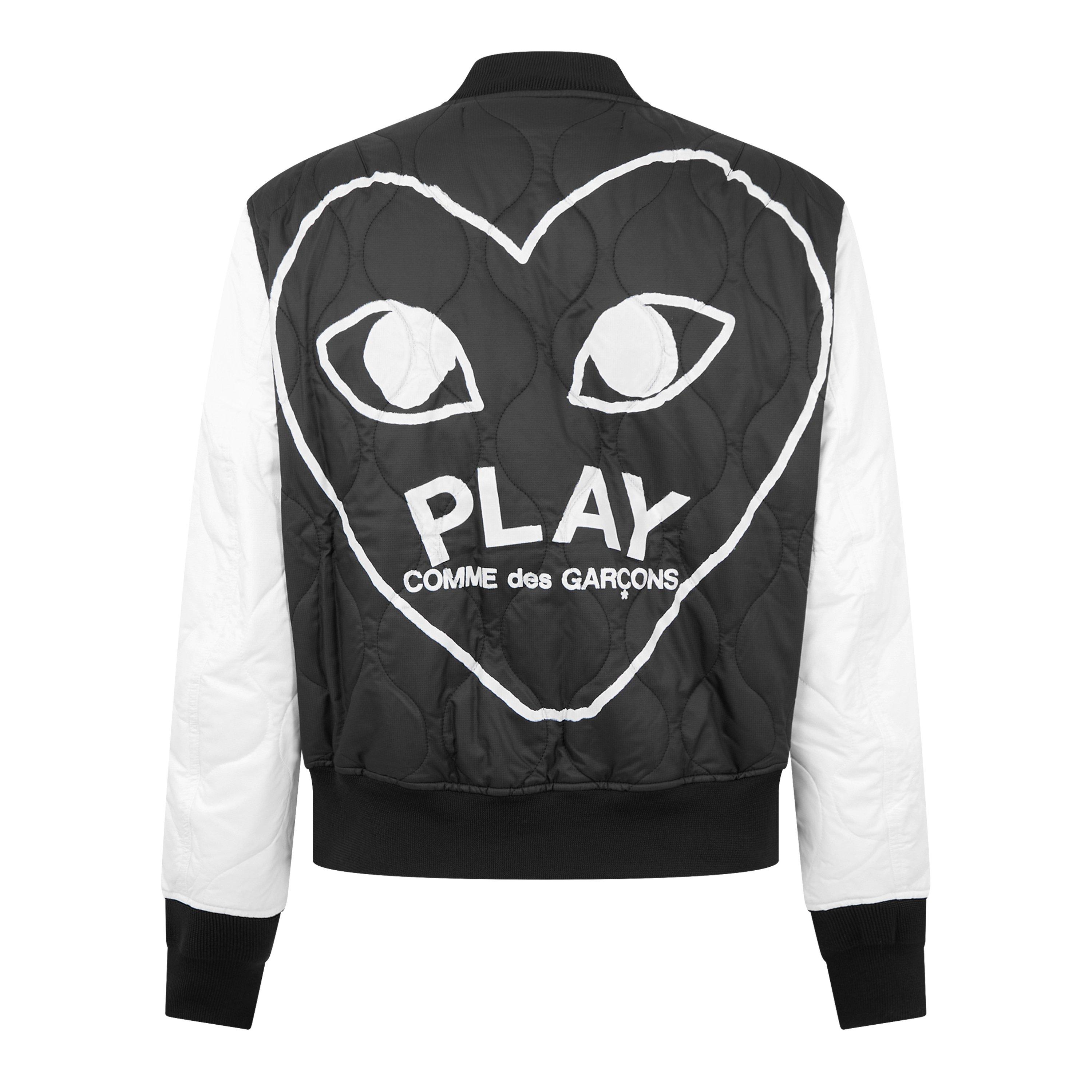 Black/White - Comme des Garcons PLAY - Padded Varsity Jacket - 2
