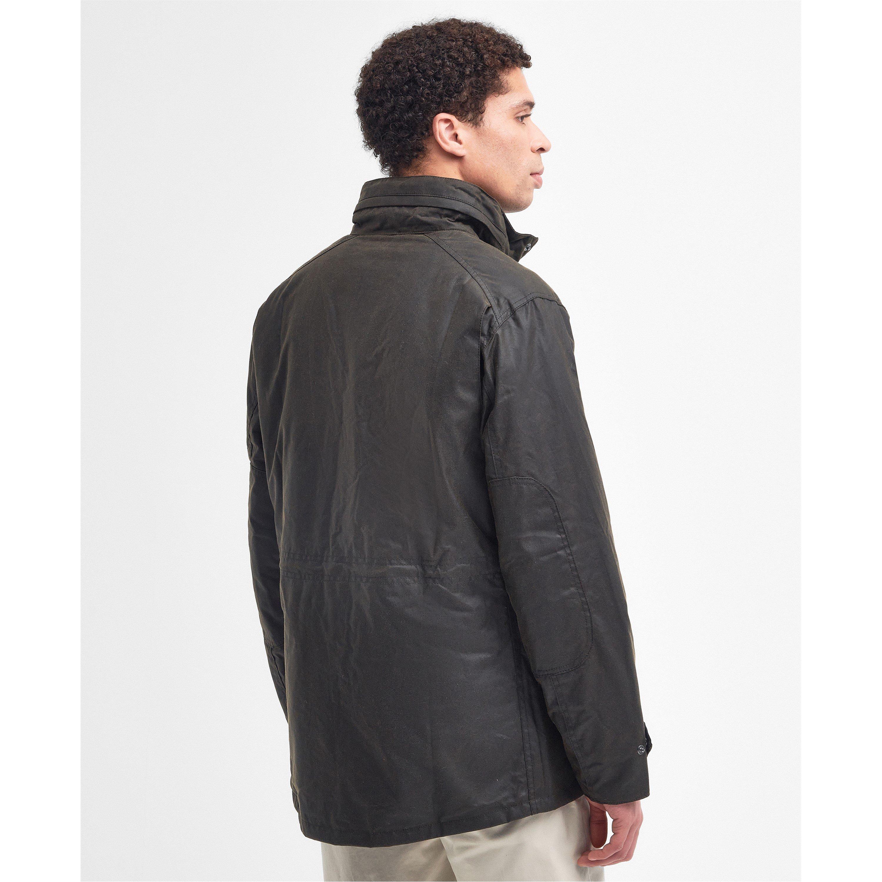 Olive/Classic - Barbour - Men's Sapper Cotton Concealed Hood Wax Jacket - 2