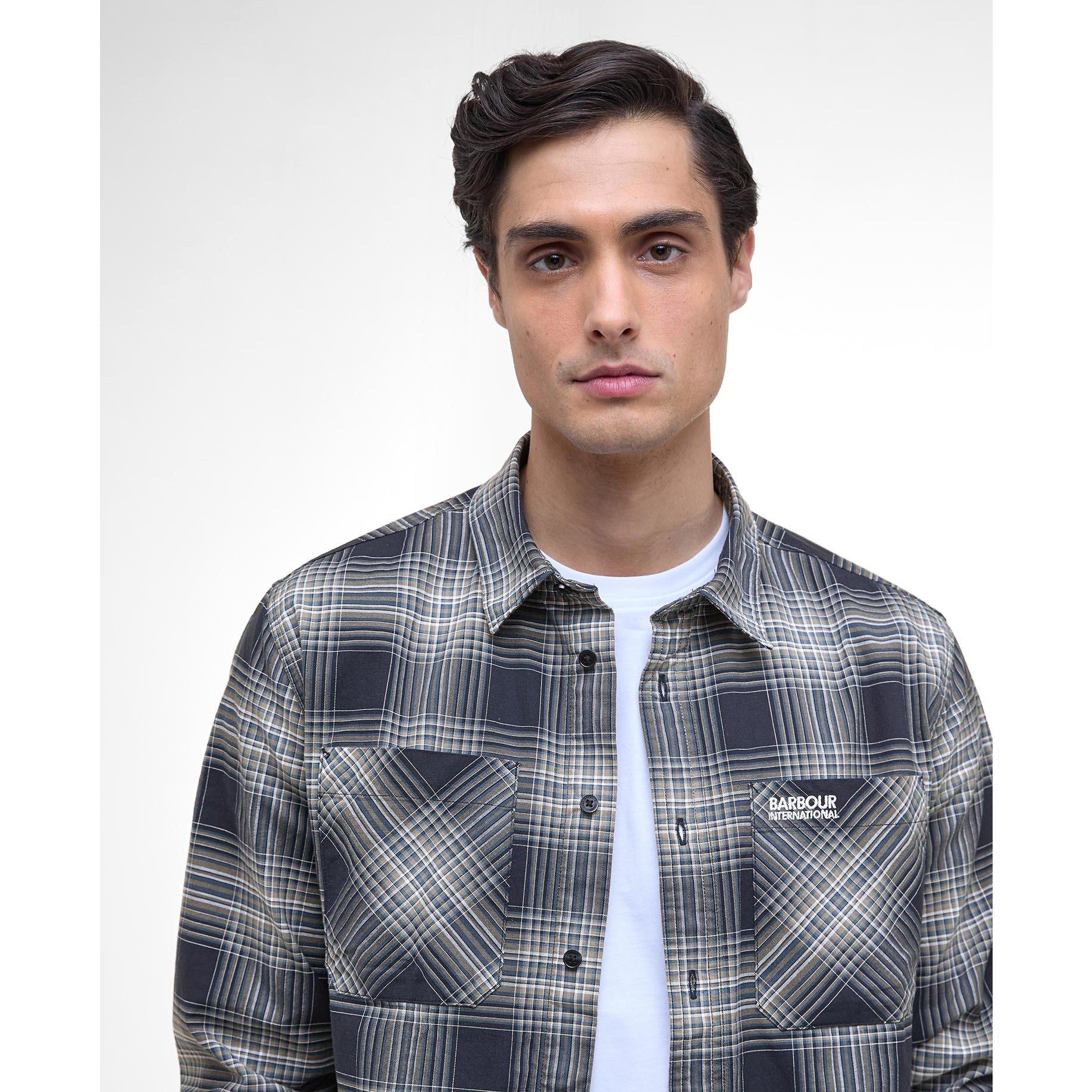 Cool Blue - Barbour International - Men's Hall Check Cotton Long Sleeve Overshirt - 4