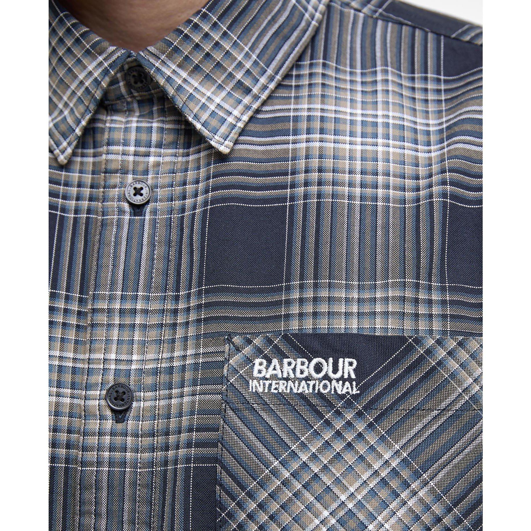 Cool Blue - Barbour International - Men's Hall Check Cotton Long Sleeve Overshirt - 5