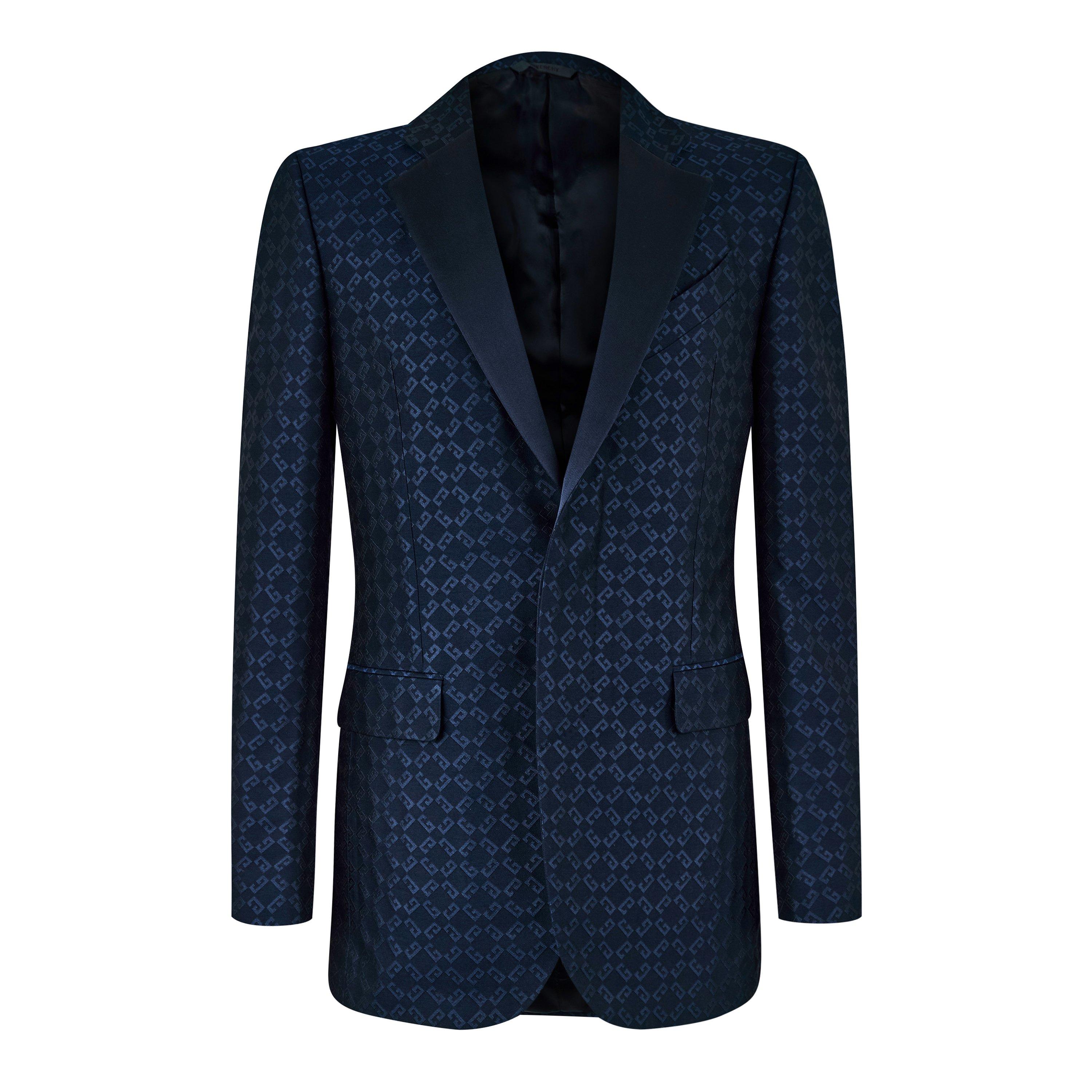 Night Blue - GIVENCHY - Men's Givenchy 2G Notch Wool Long Sleeve Blazer - 5