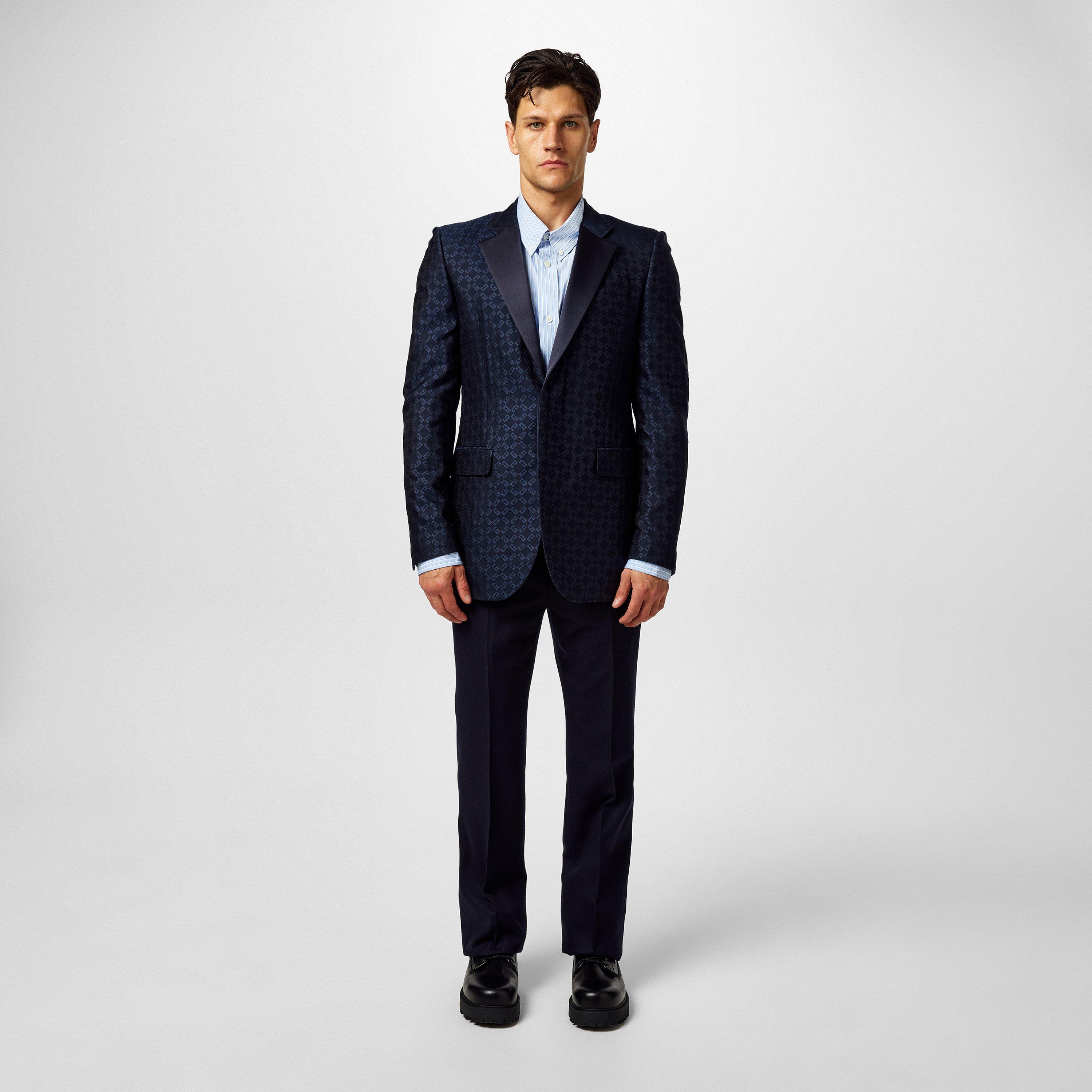 Night Blue - GIVENCHY - Men's Givenchy 2G Notch Wool Long Sleeve Blazer - 4