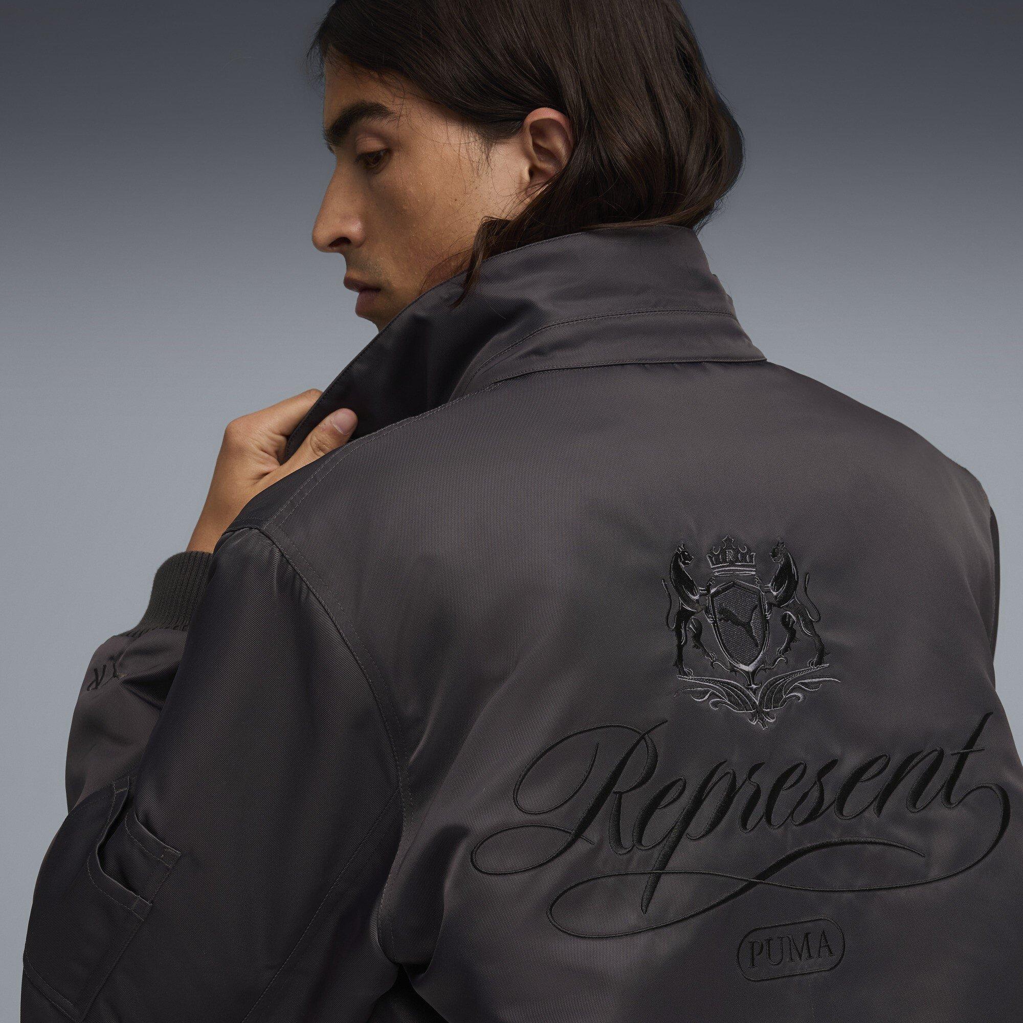 Flat Dark Grey - PUMA x Represent - Men's  Long Sleeve Zip Bomber Jacket - 5