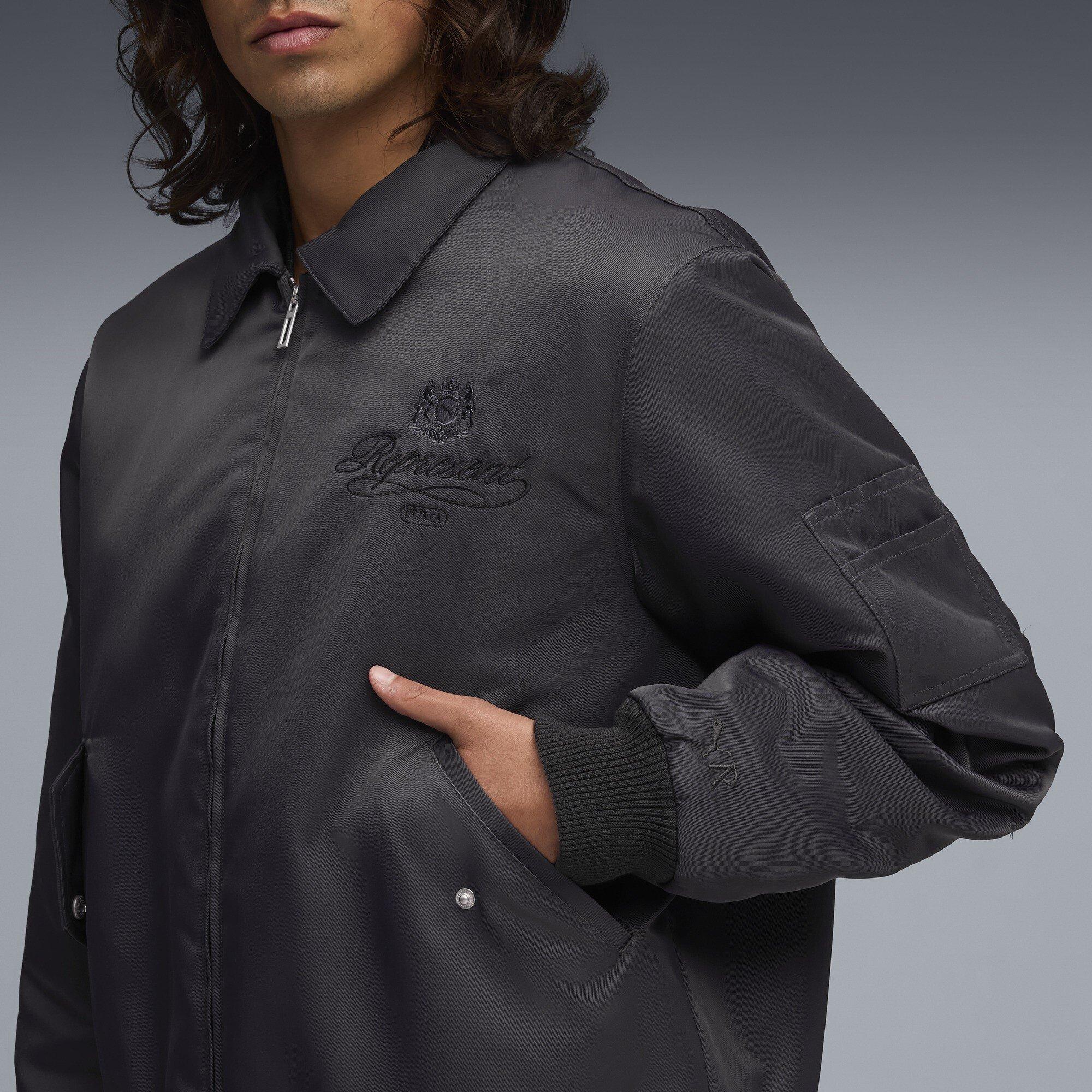 Flat Dark Grey - PUMA x Represent - Men's  Long Sleeve Zip Bomber Jacket - 6