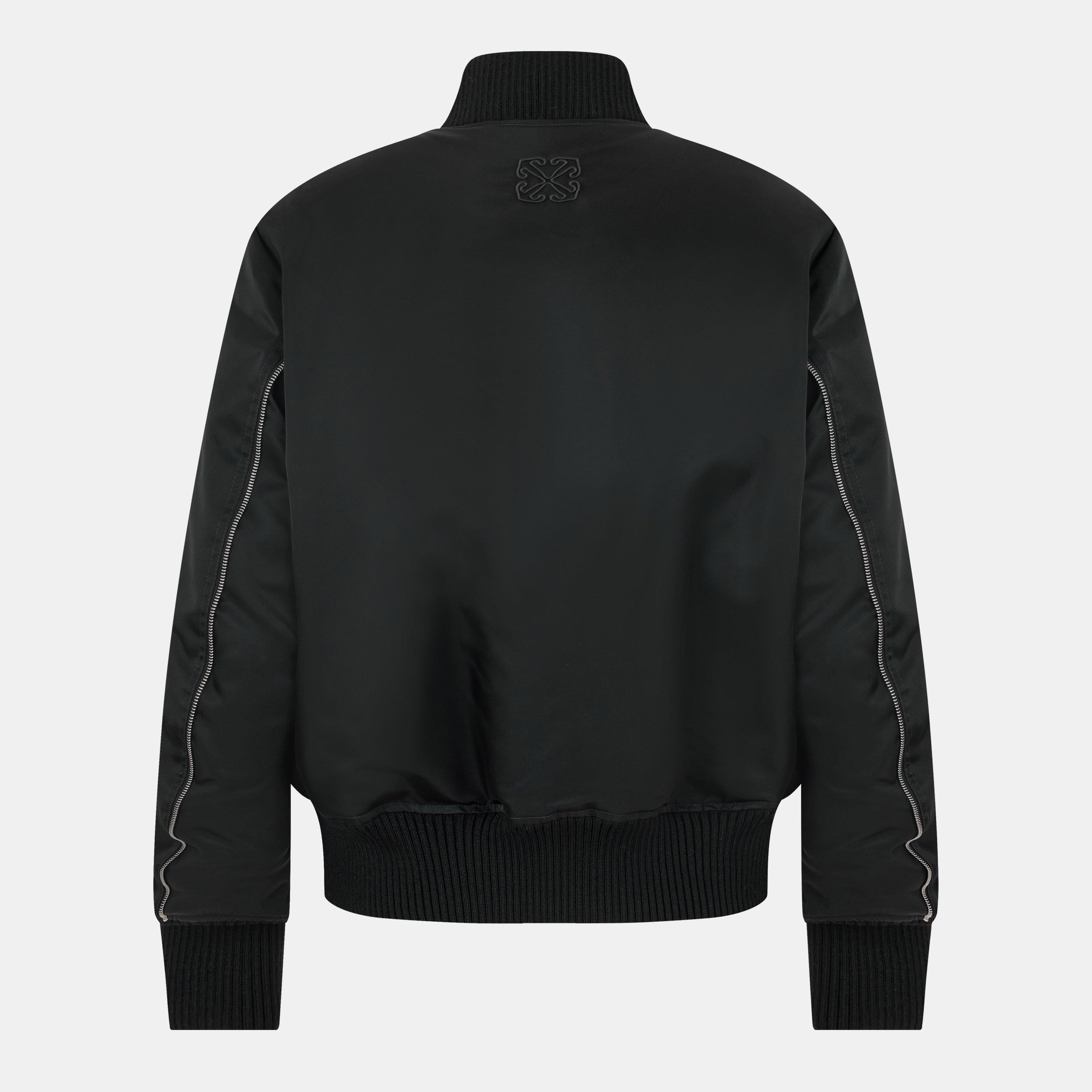 Black - Off White - Men's Off-White Durable Bomber Jacket - 2